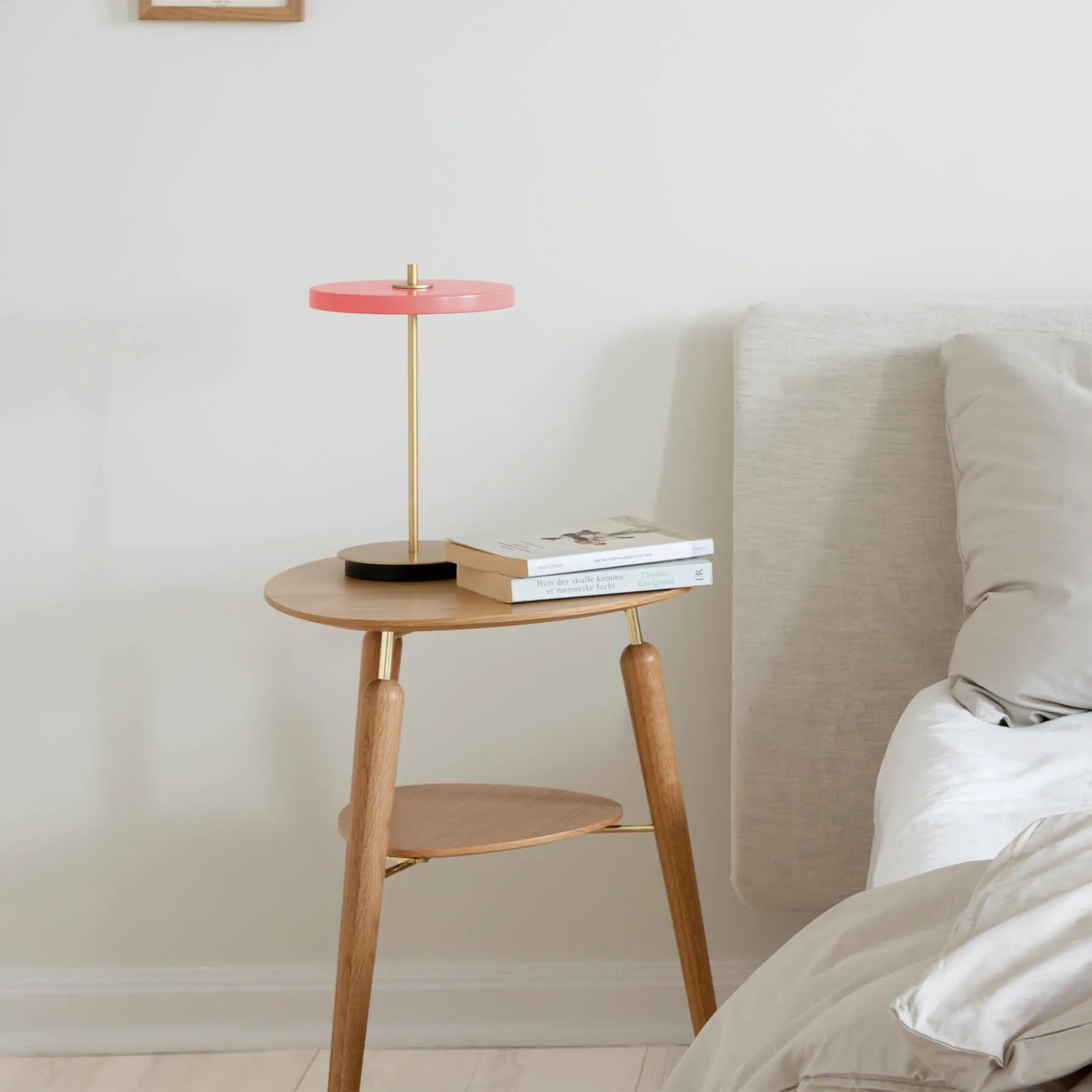 Side Table with USB Charging - Oak, Steel