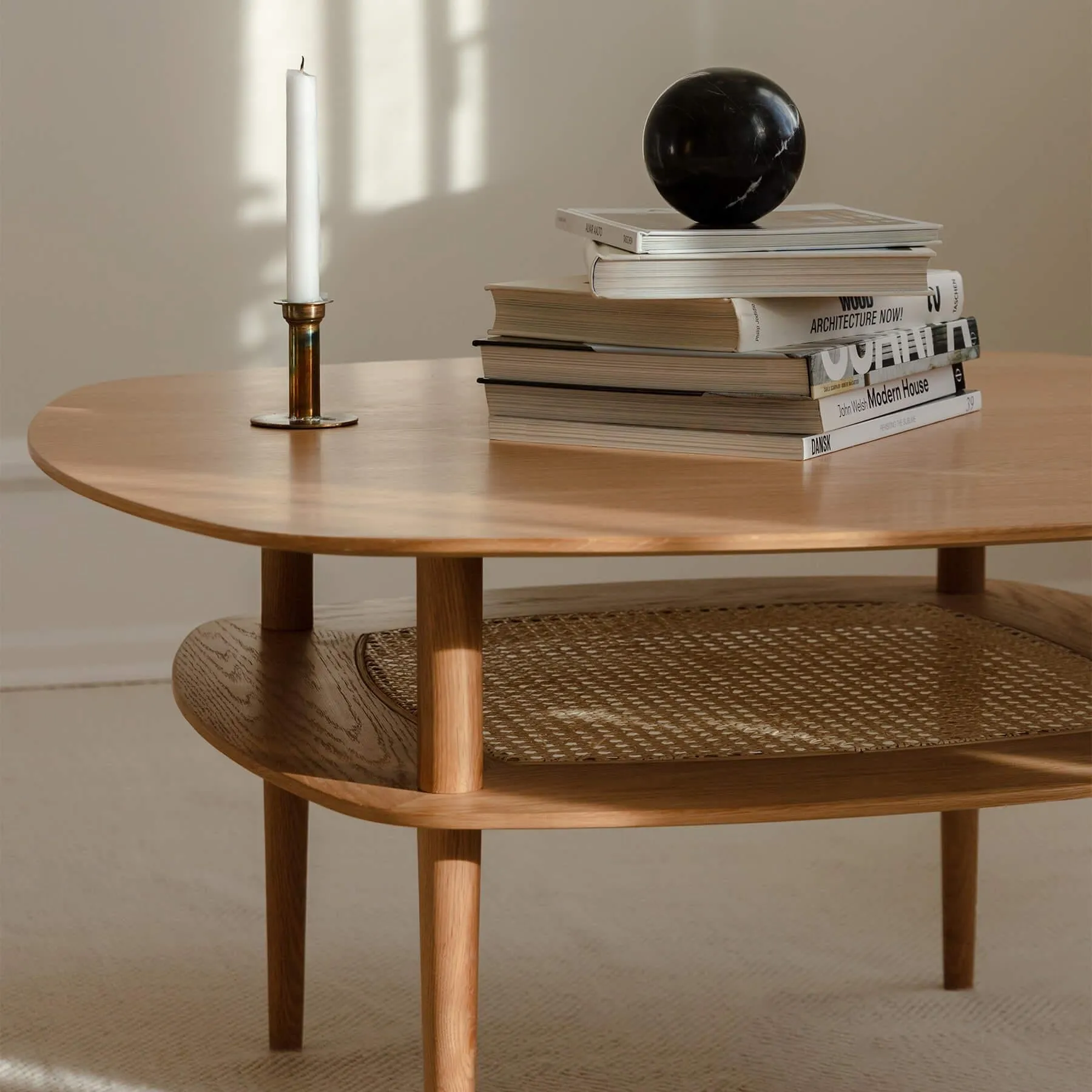 Square Coffee Table with Shelf - Oak