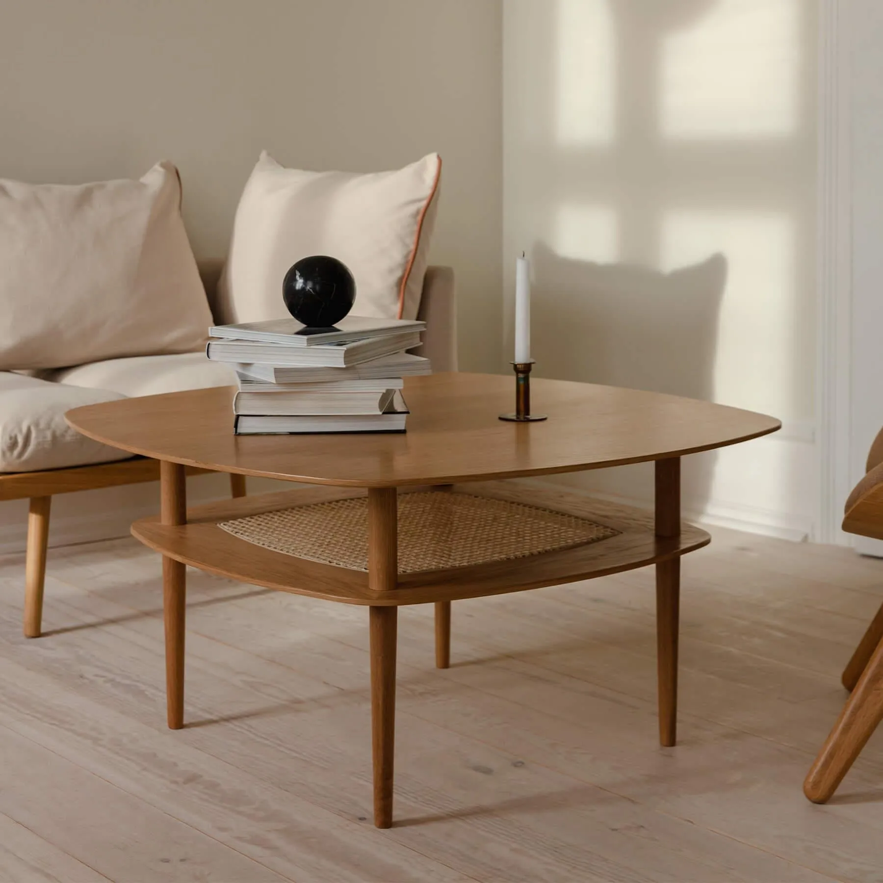 Square Coffee Table with Shelf - Oak