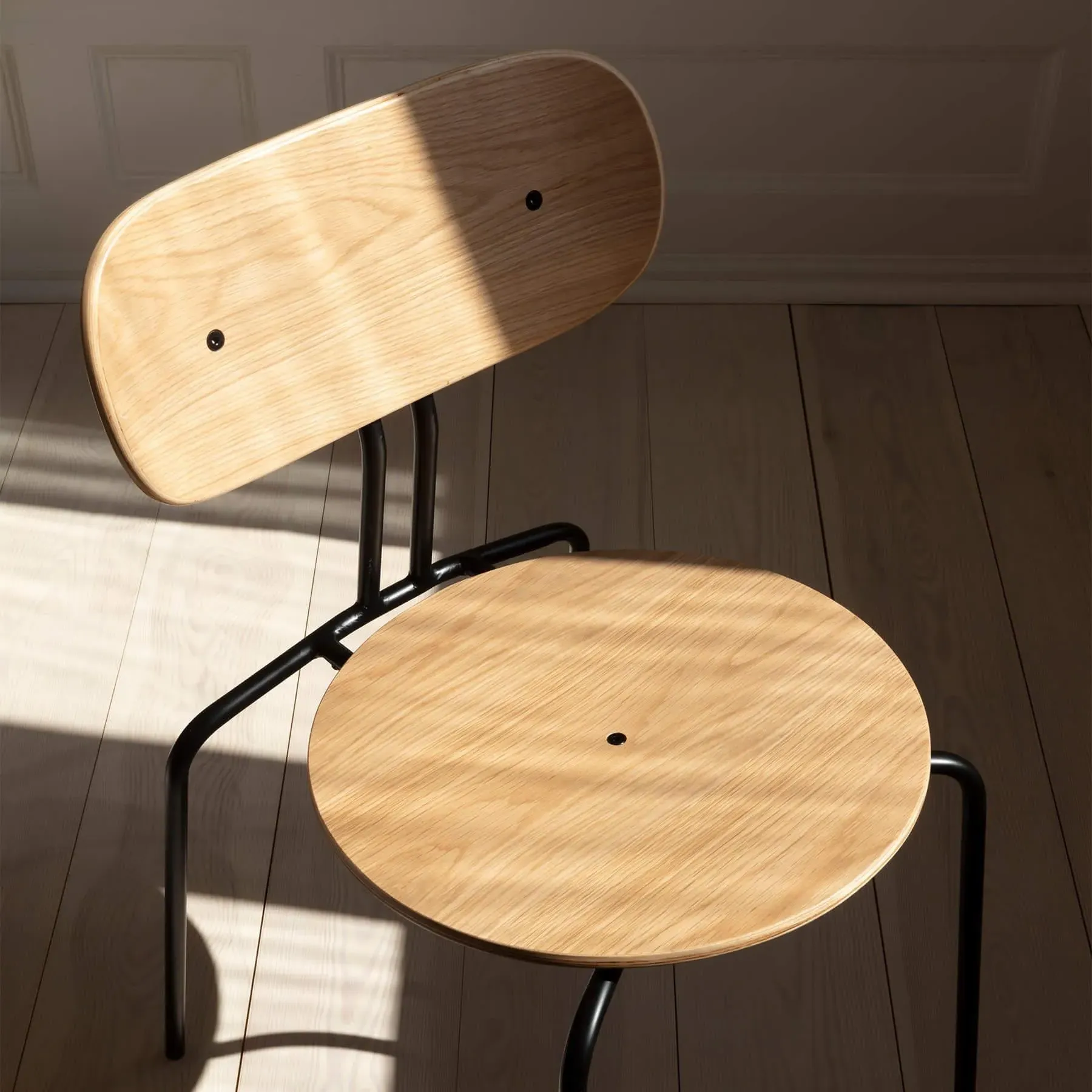 Stackable Dining Chair - Black, Oak Veneer