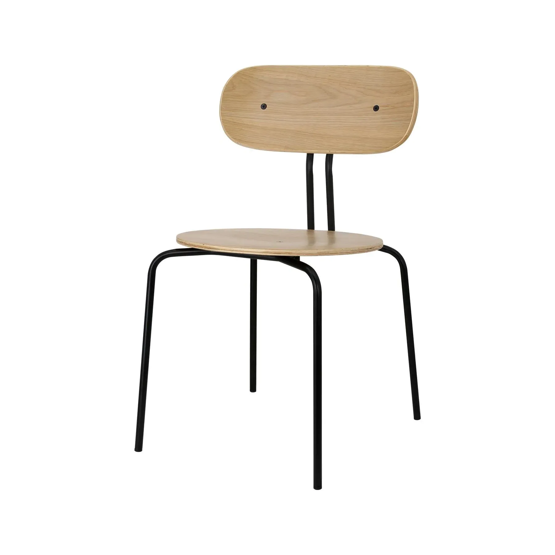 Stackable Dining Chair - Brass, Oak Veneer