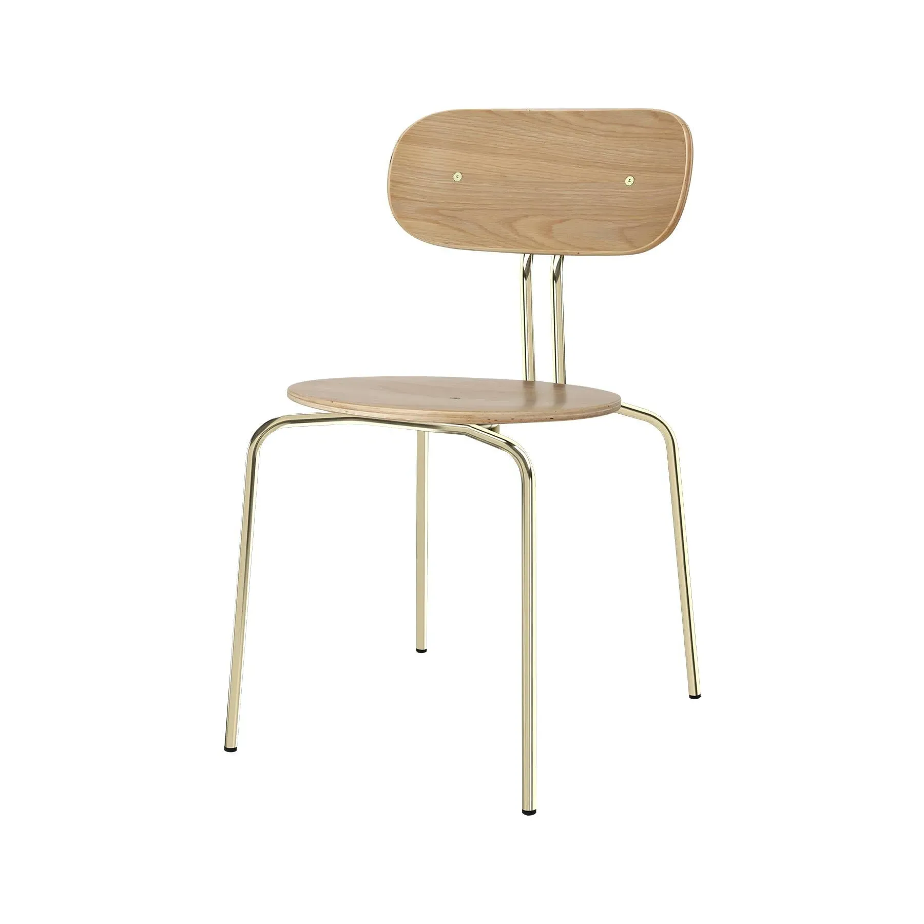 Stackable Dining Chair - Brass, Oak Veneer