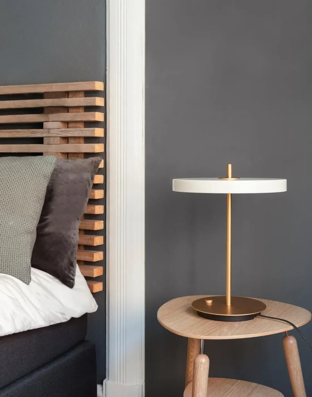 Table Lamp with USB Port - Anthracite, Brass