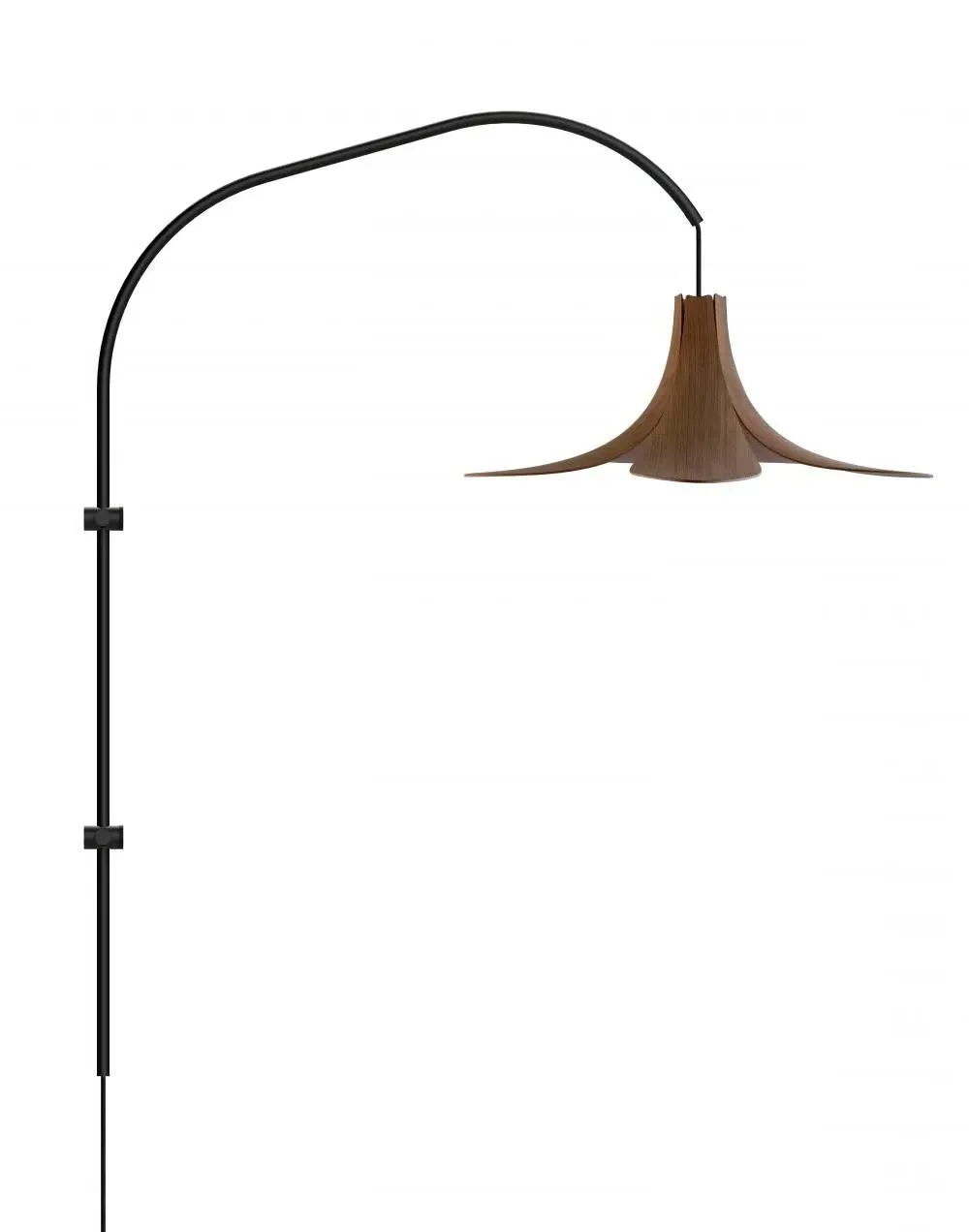 Wall Light with White Arm - Dark Oak, Wood