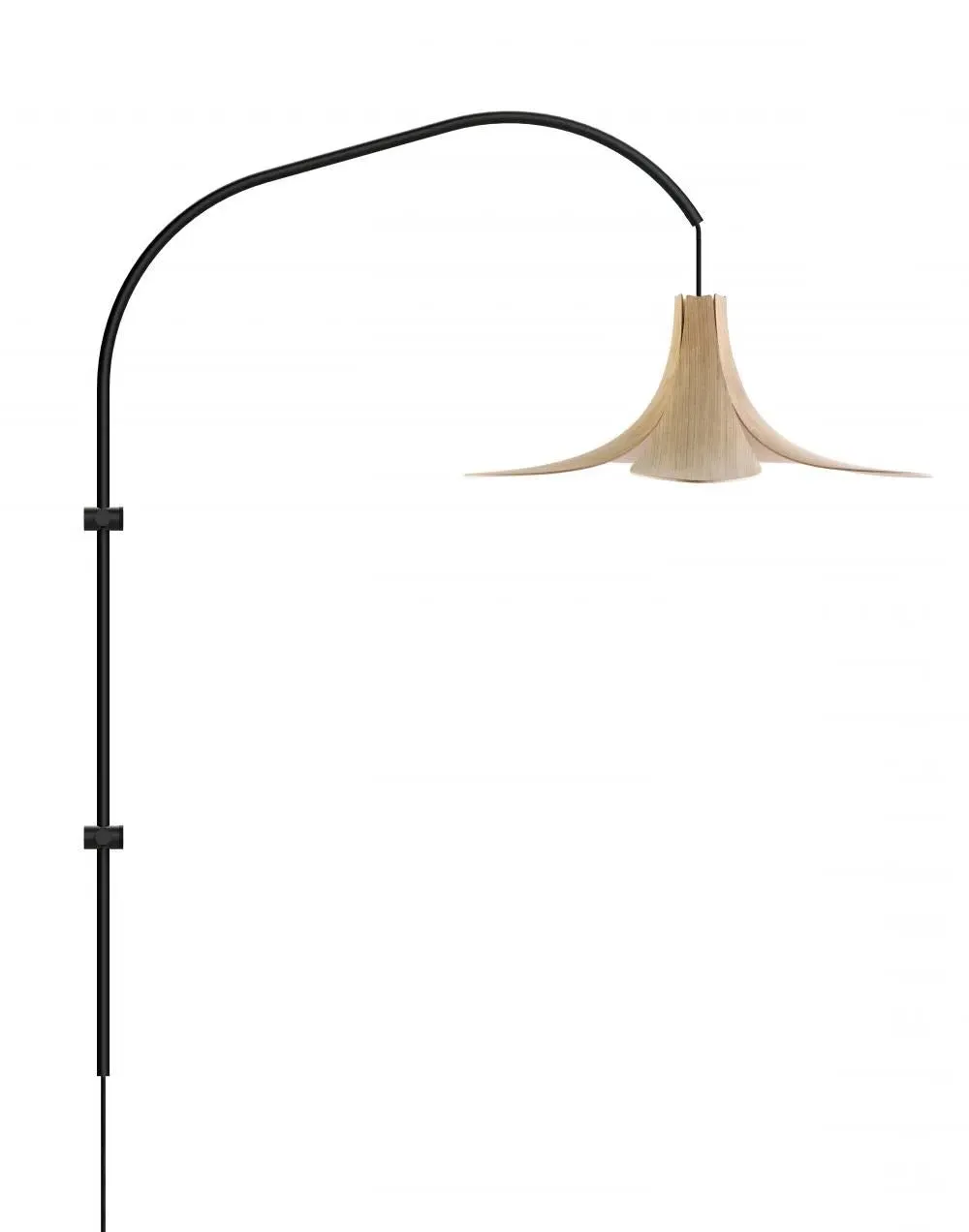 Wall Light with White Arm - Oak, Wood