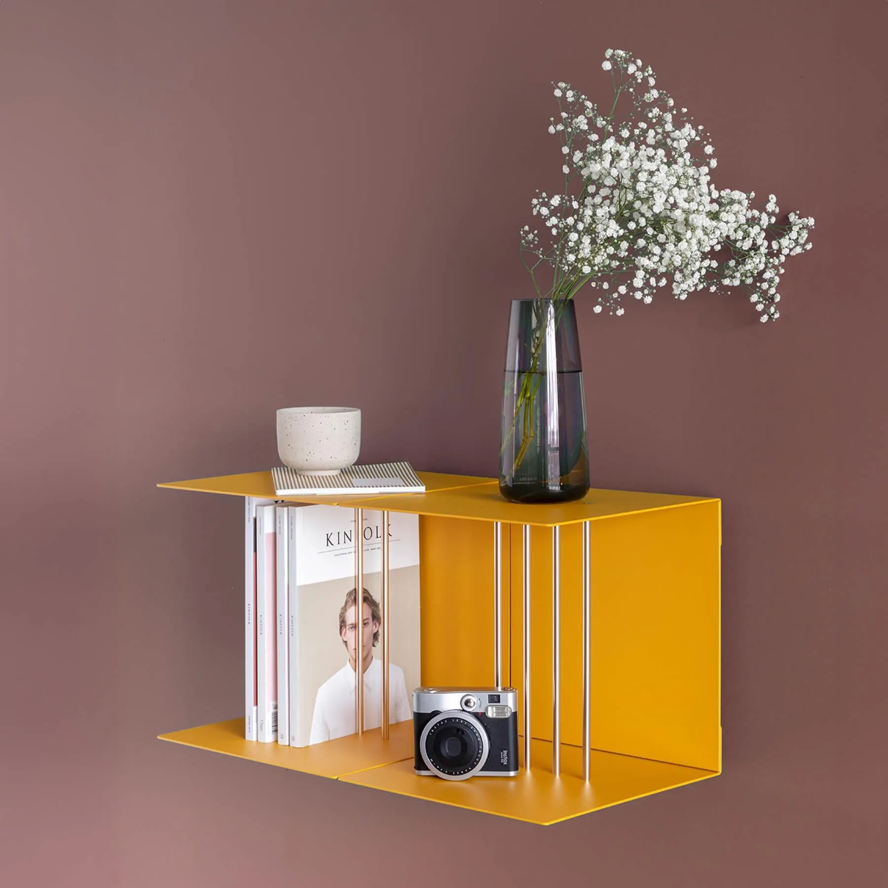 Wall Shelf with Thin Bars - Blue, Metal