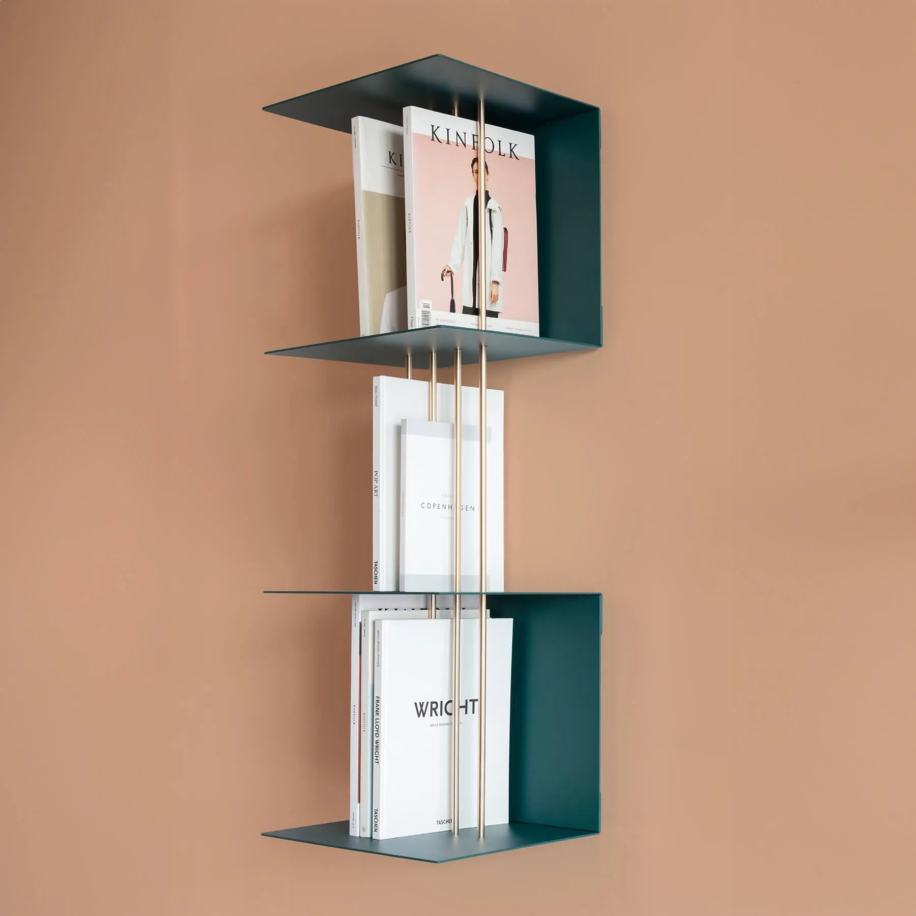 Wall Shelf with Thin Bars - Green, Metal