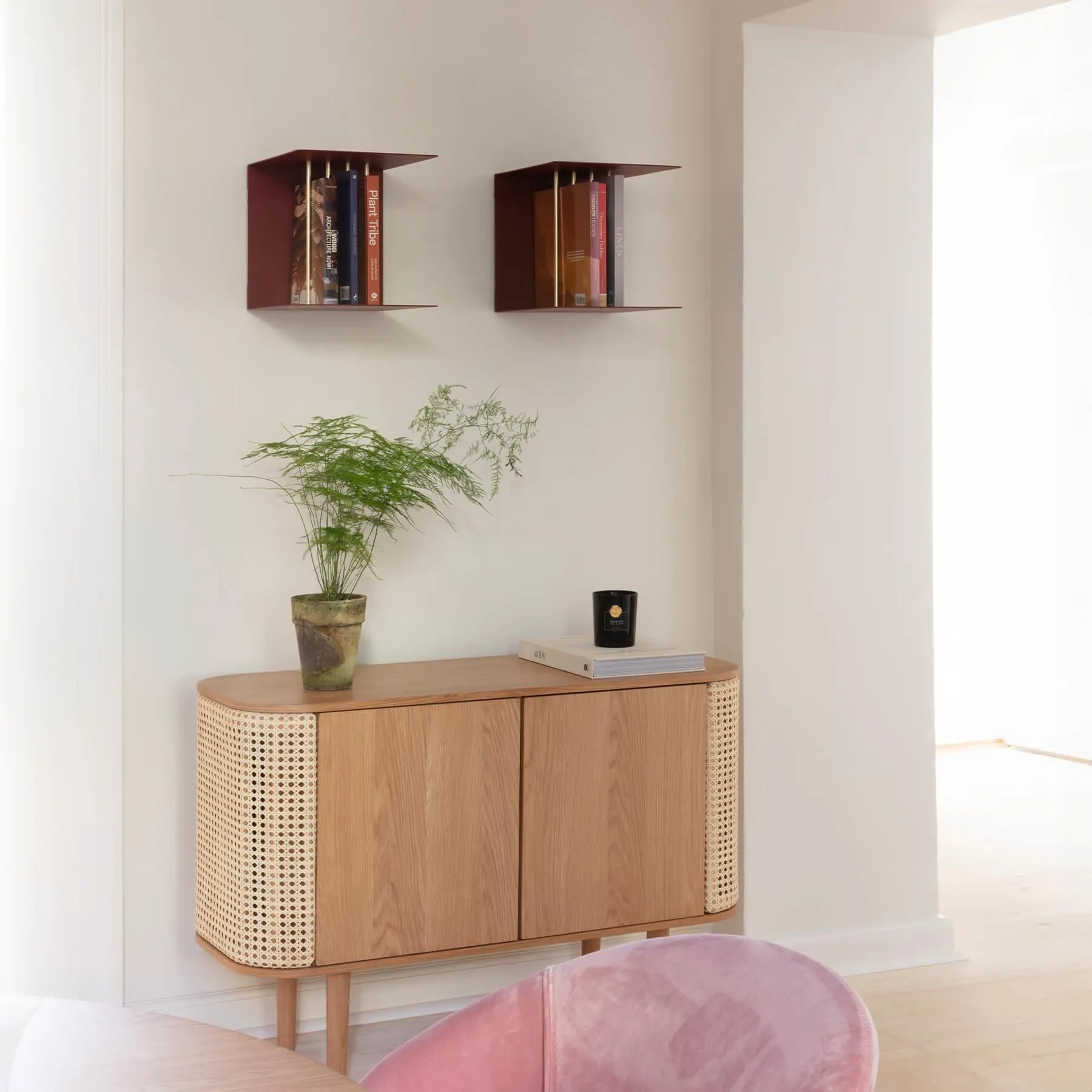 Wall Shelf with Thin Bars - Green, Metal