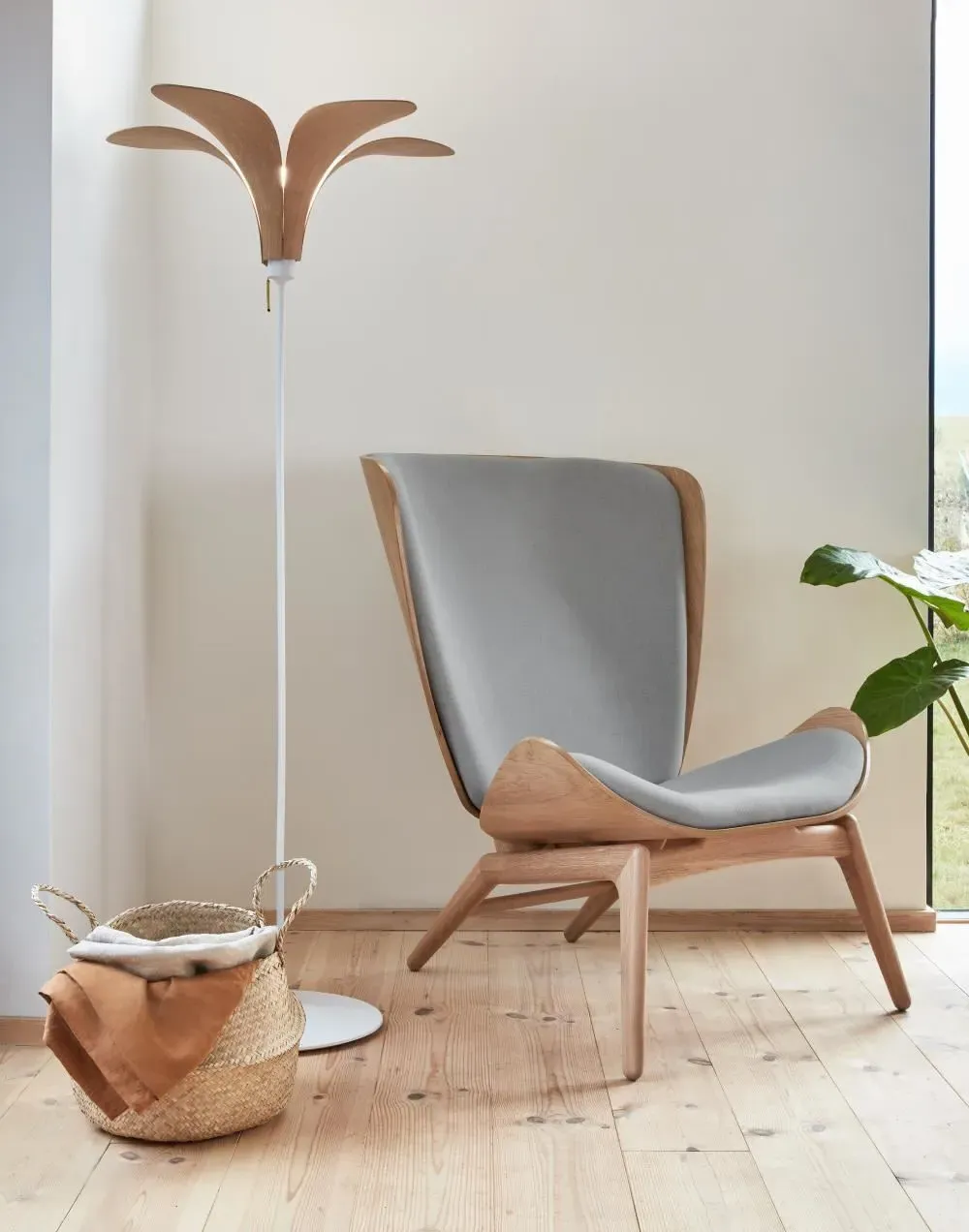 Wooden Floor Lamp with Shade - Dark Oak, Wood