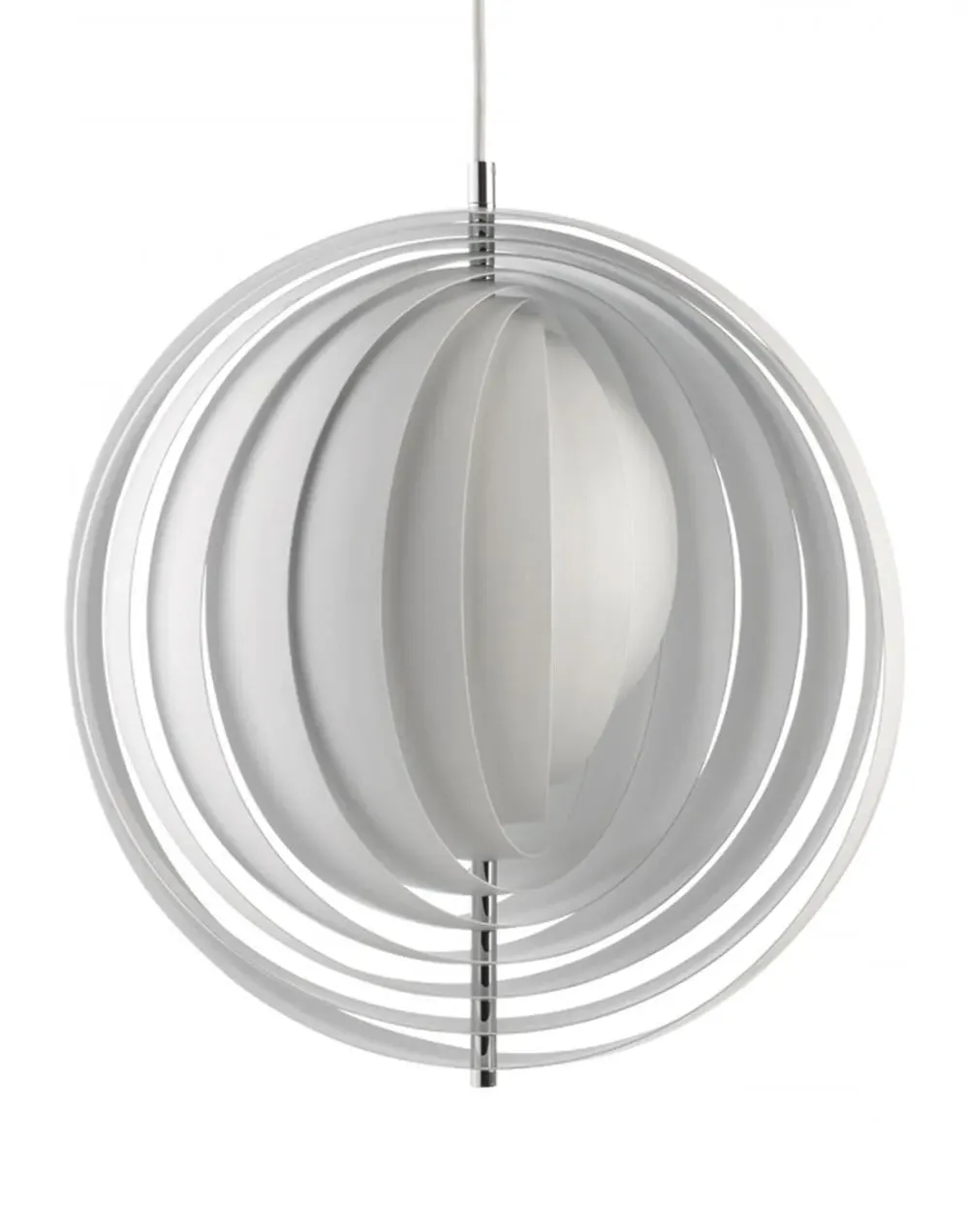 Large Pendant Light with Lamellae - White, Metal