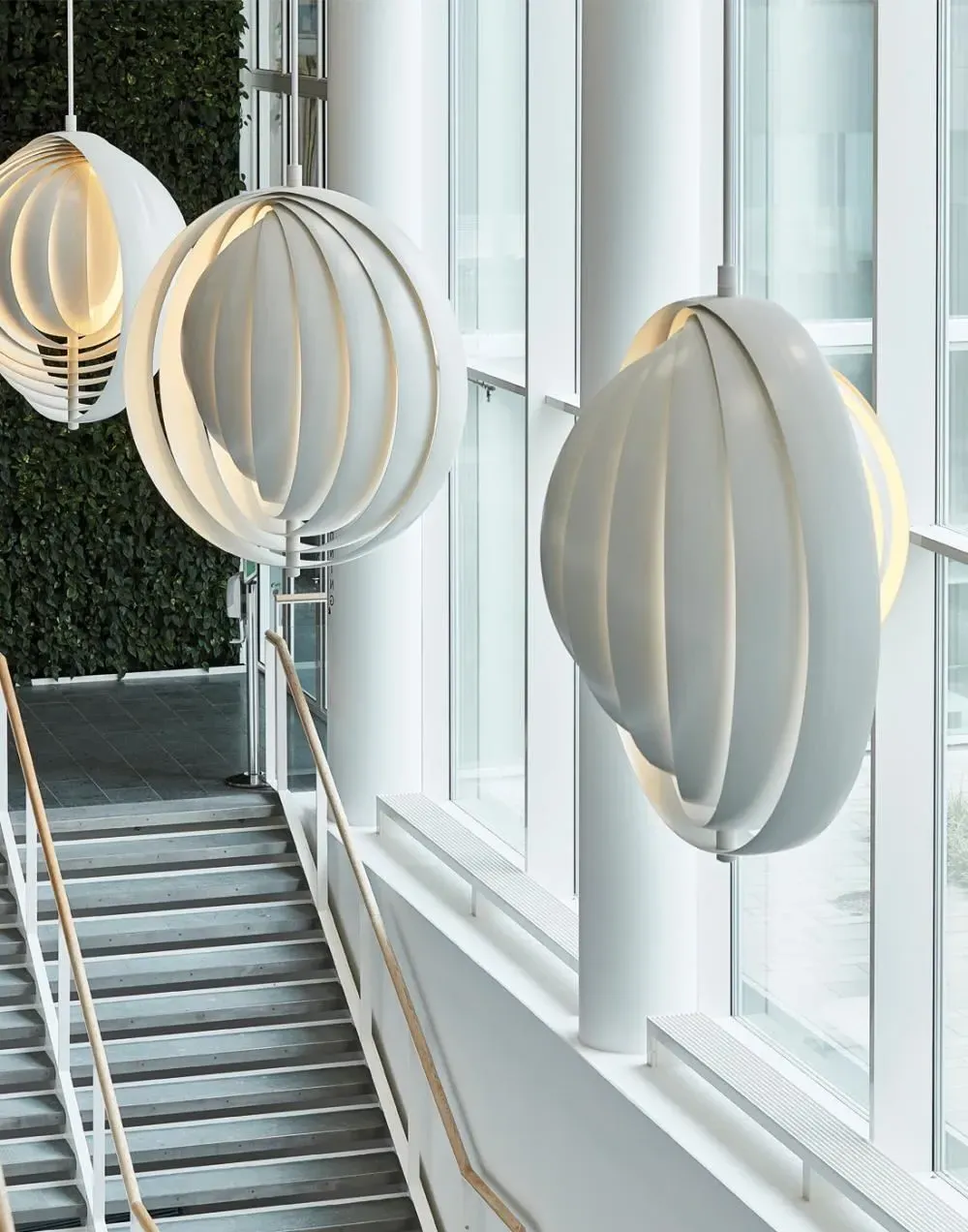 Small Pendant Light with Lamellae - White, Metal