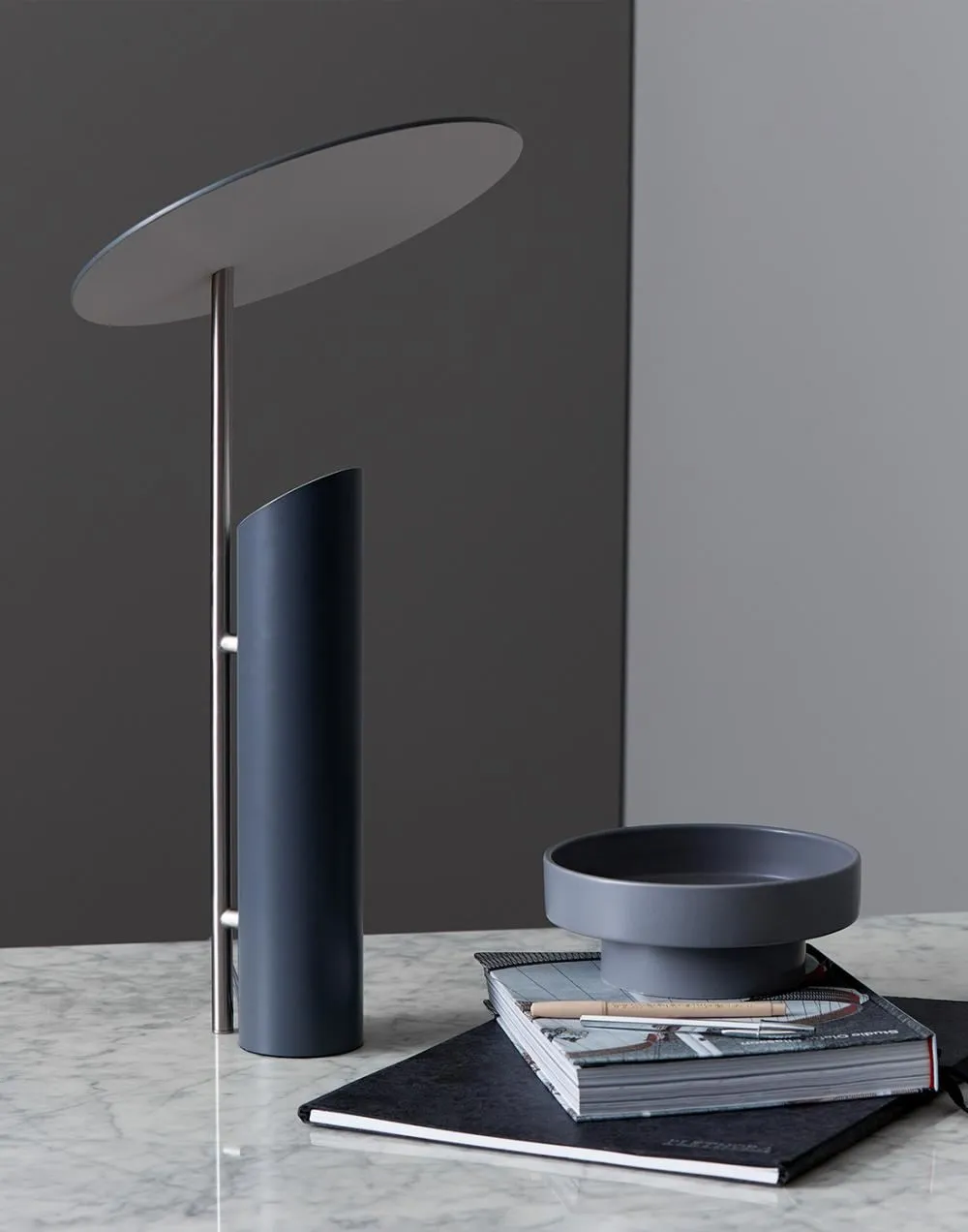 Table Lamp with Disc Shade - Red