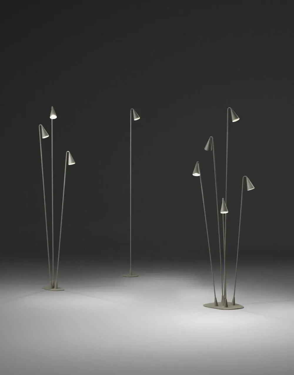 1-Stem Outdoor Floor Light - Khaki, Metal