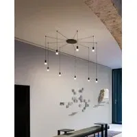 4-Light Pendant Cluster with Glass - Black