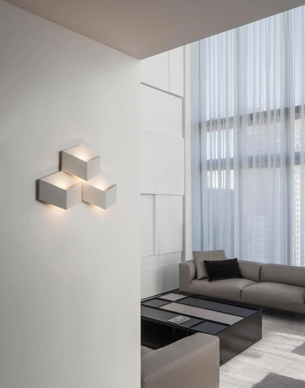 Chevron Wall Light with Geometric Design - Chocolate