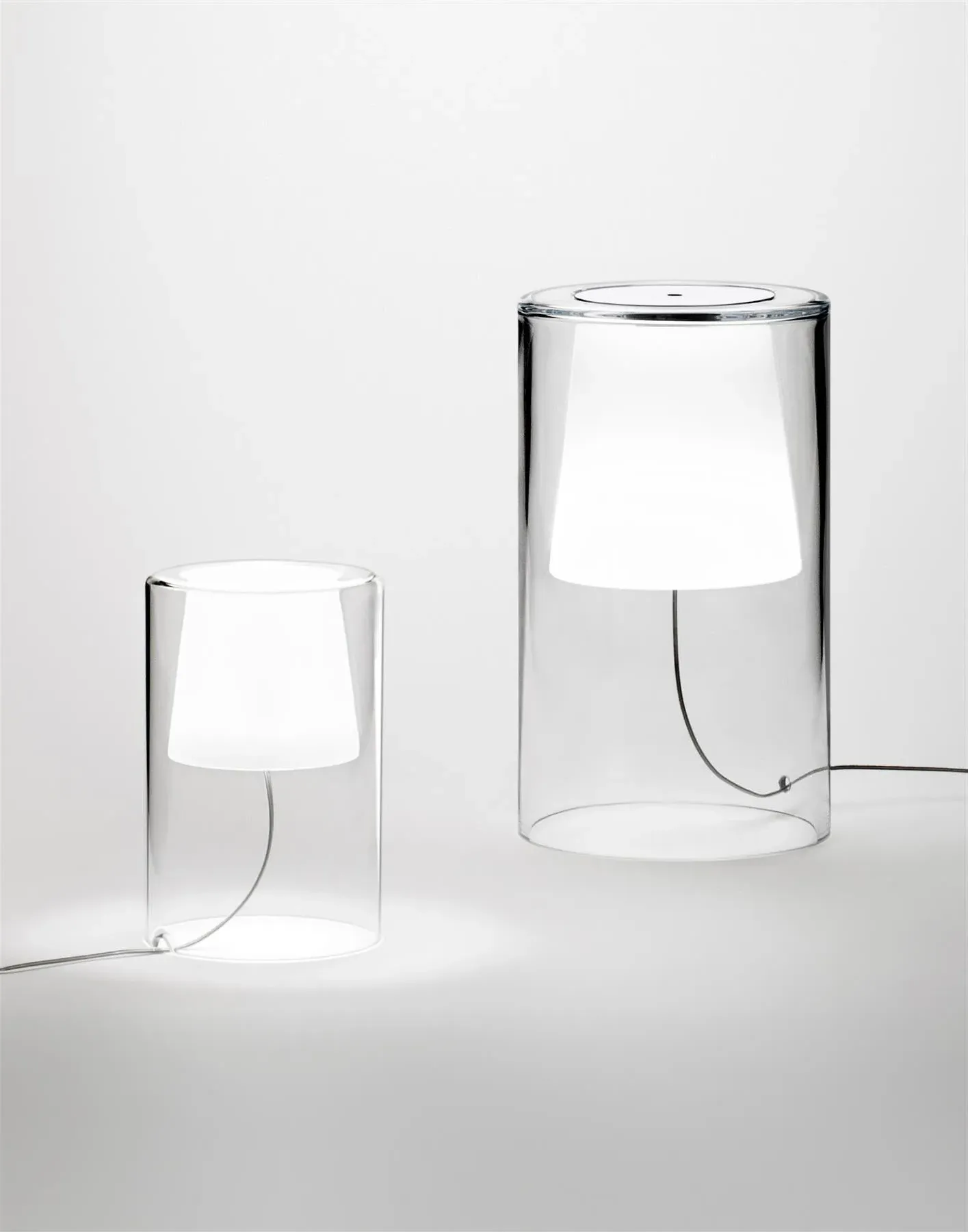 Small Table Lamp with Hidden Light - Glass