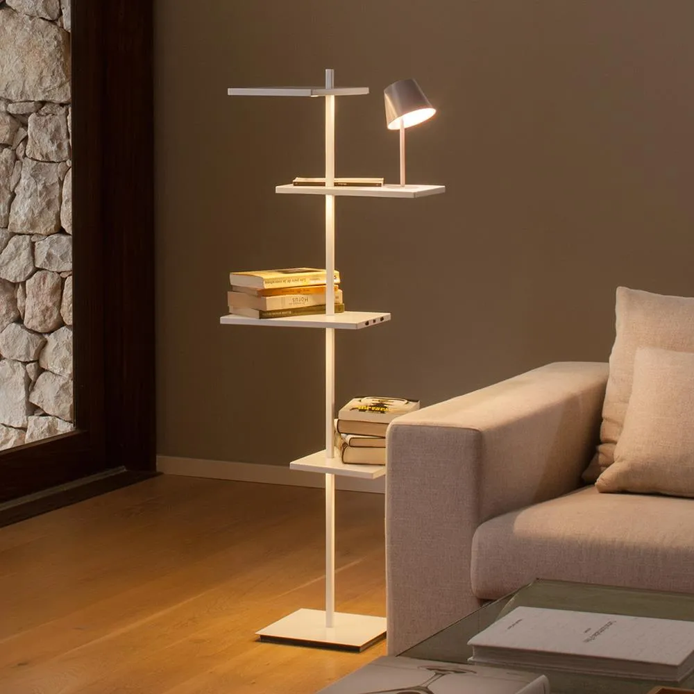 Suite Floor Light with Shelves - White