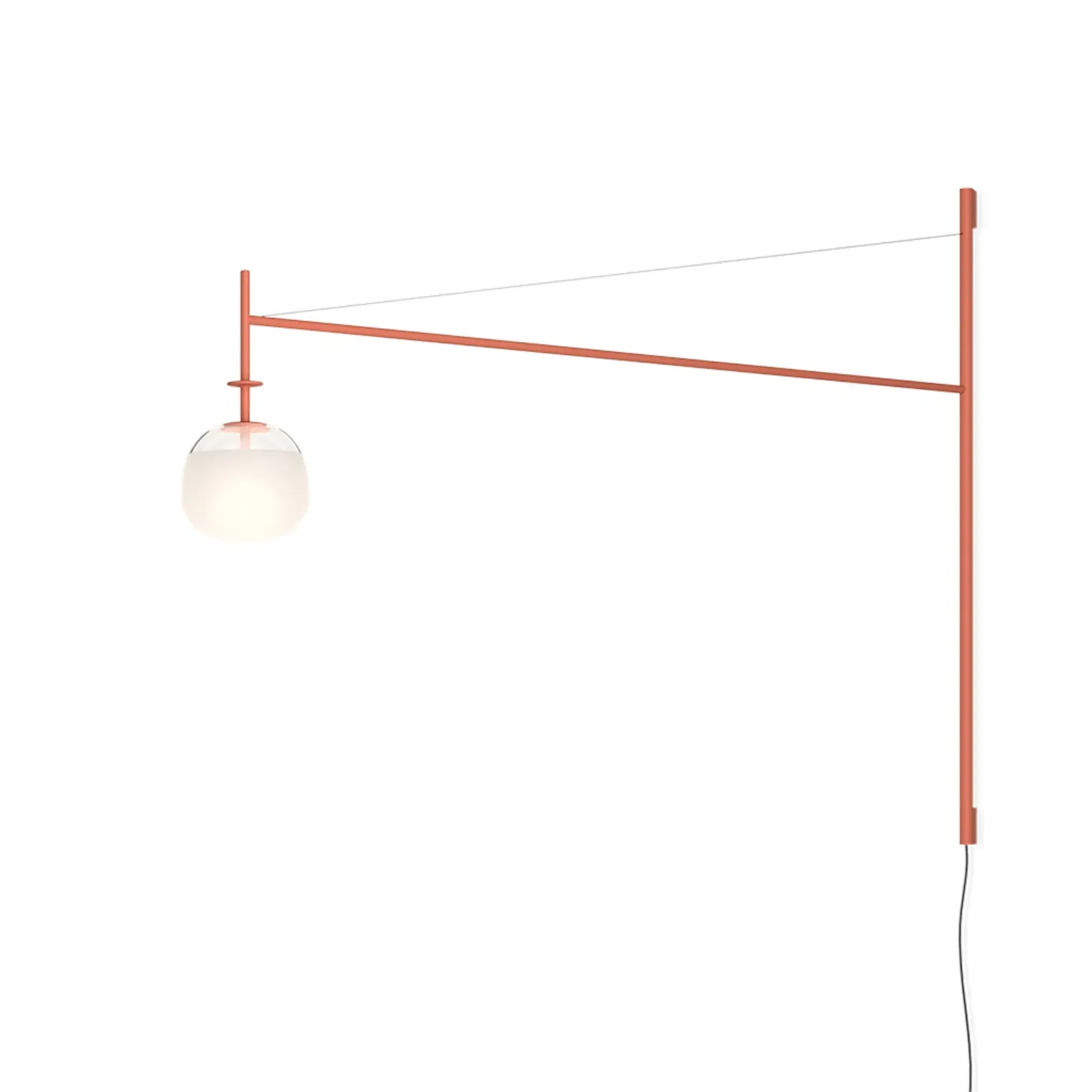 Wall Light with Adjustable Arm - Terra Red, Glass