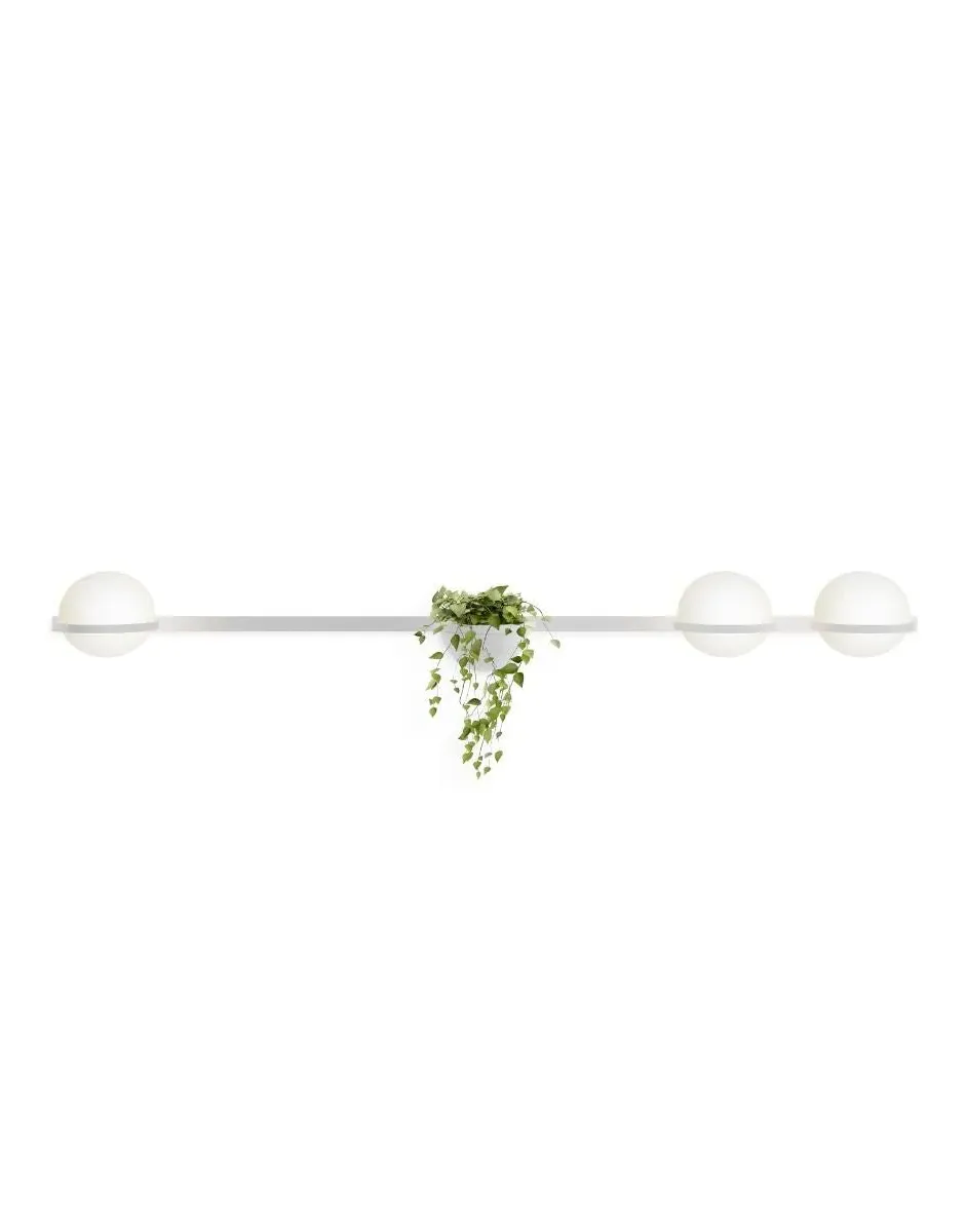 Wall Light with Plant Holder - White, Steel