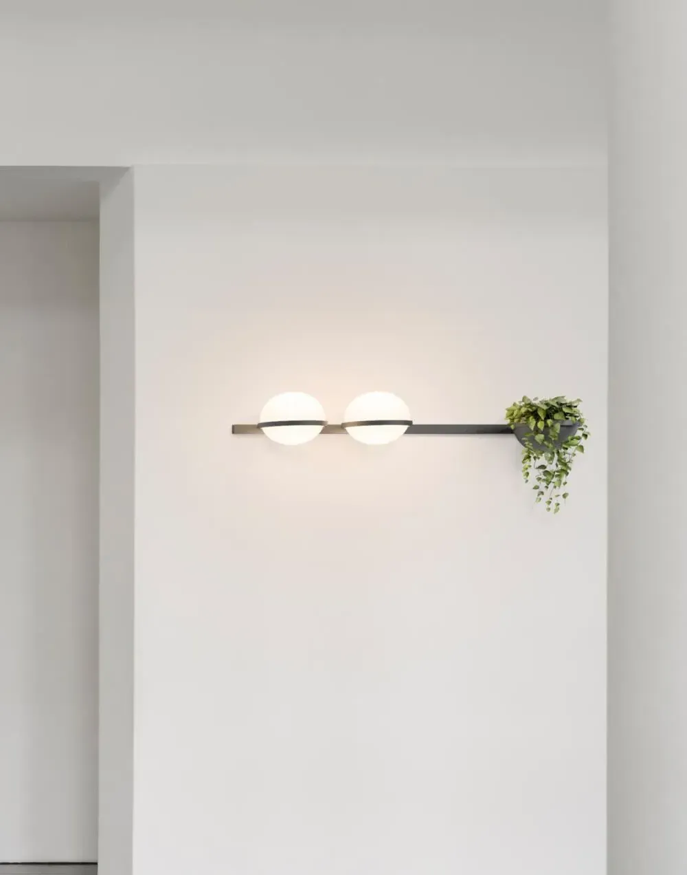 Wall Light with Plant Holder - White, Steel