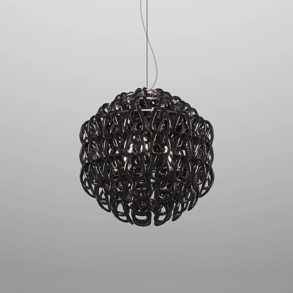 50cm Pendant Light - Black, Handmade Glass