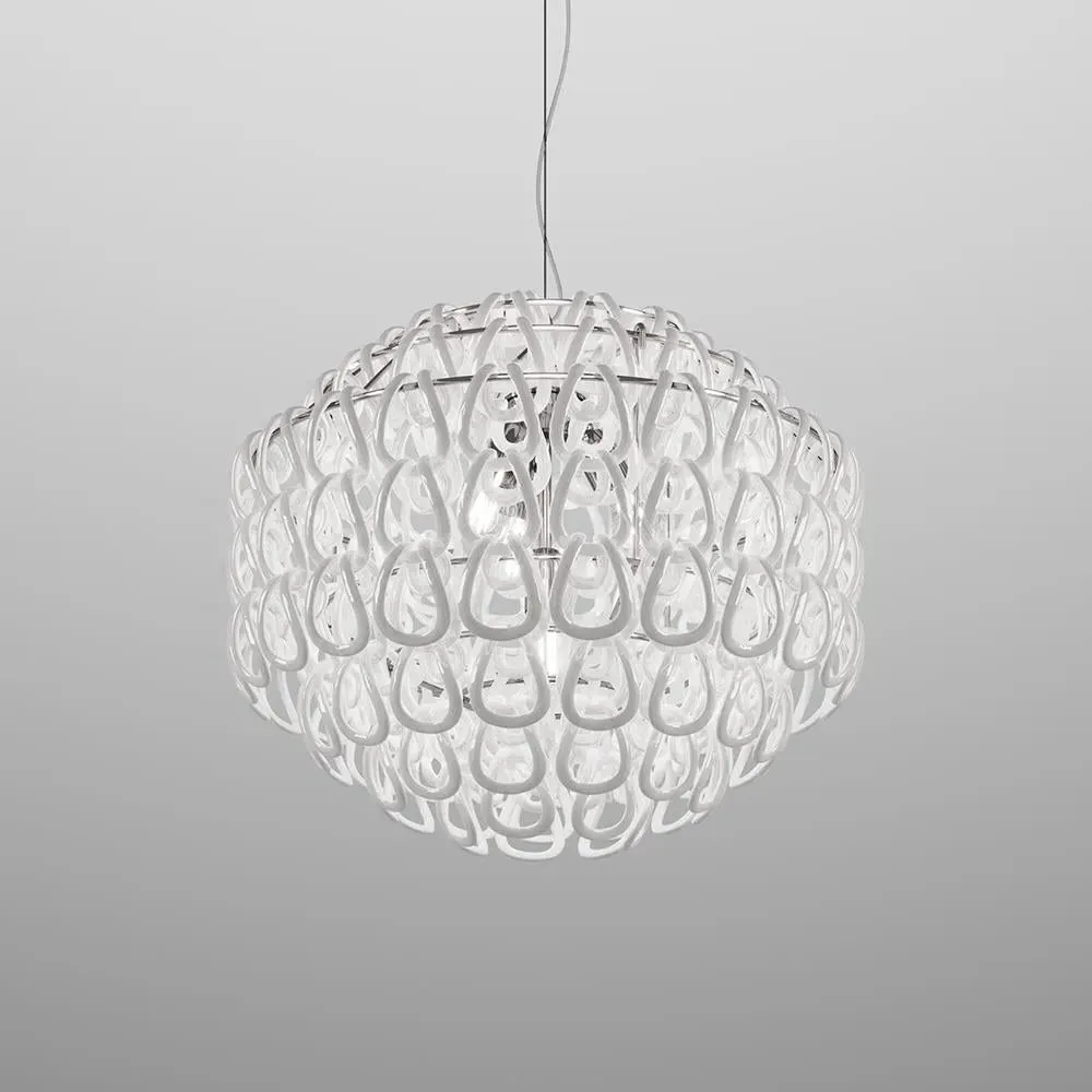 65cm Pendant Light Chain Design - White, Glass