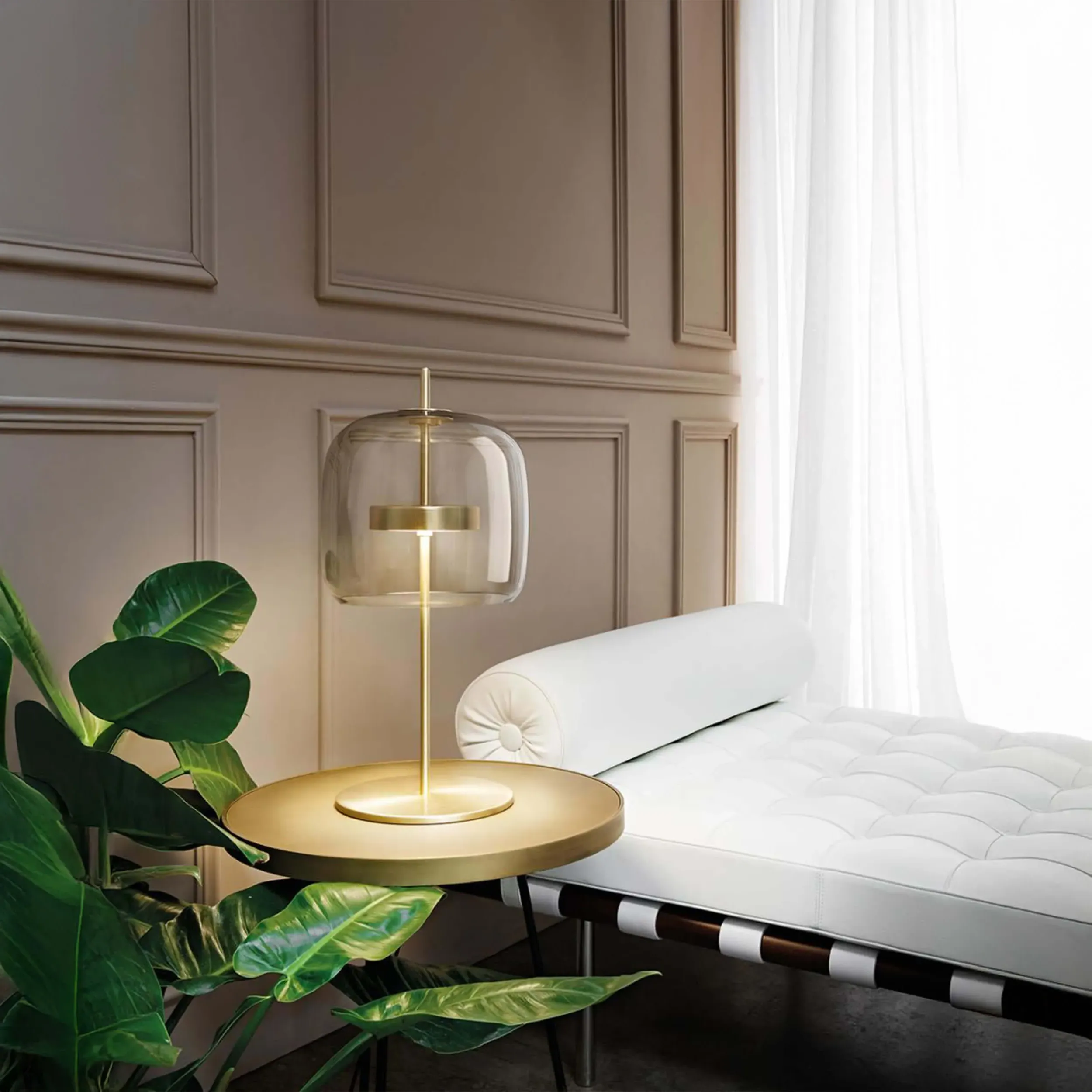 Small Table Lamp with Dimmer - Green, Glass