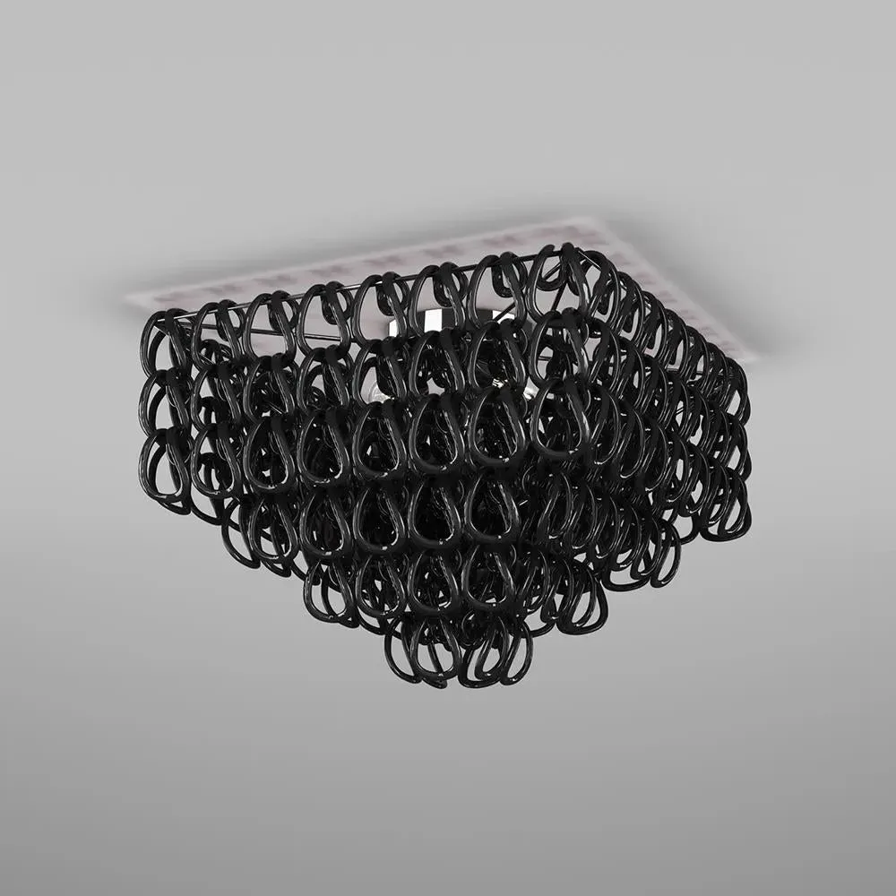 Square Ceiling Light with Glass Links - Black image
