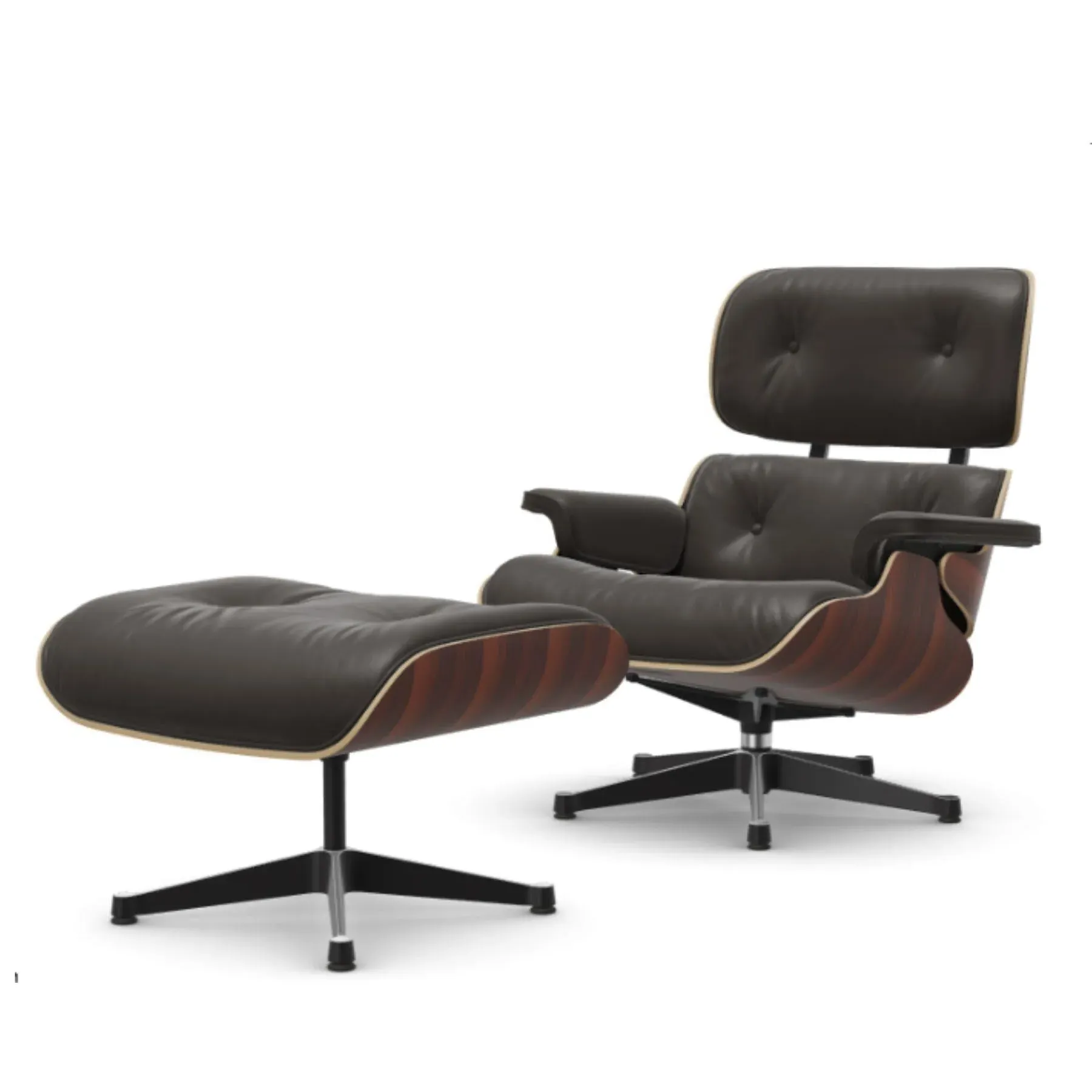 Classic Lounge Chair with Ottoman - Chocolate, Leather