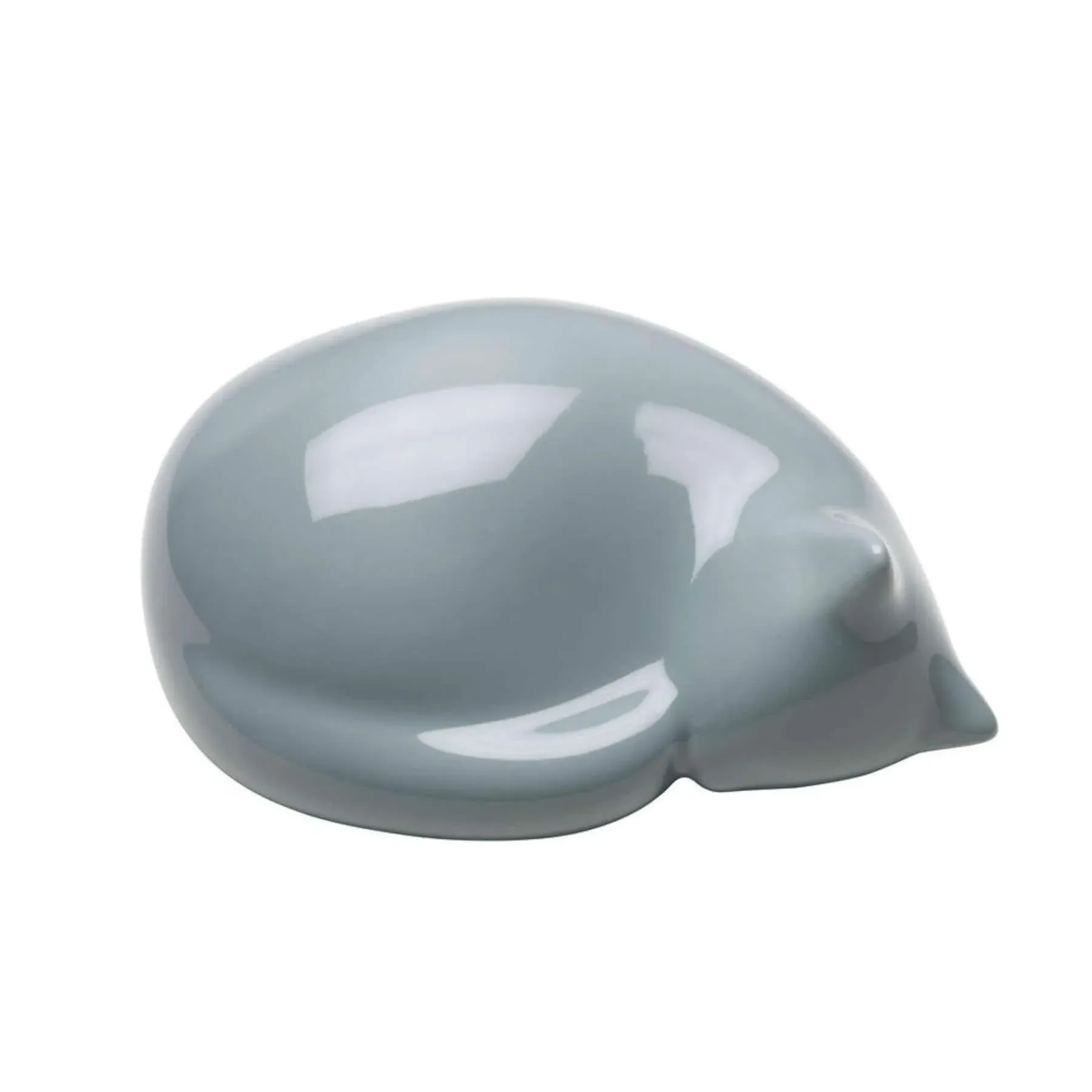 Front Large Resting Cat Figure - Light Blue, Ceramic image