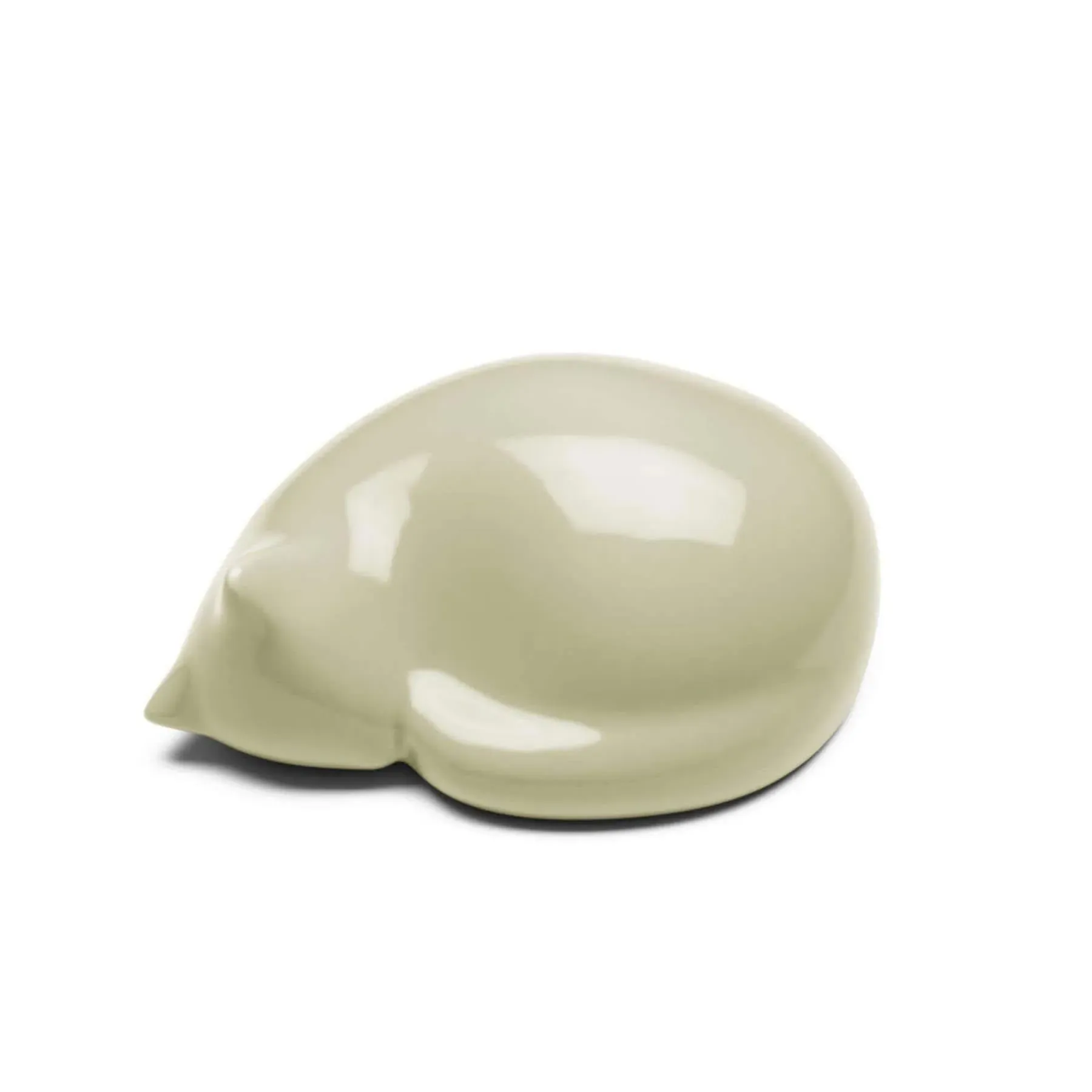 Front Small Resting Cat Design Object - White, Ceramic