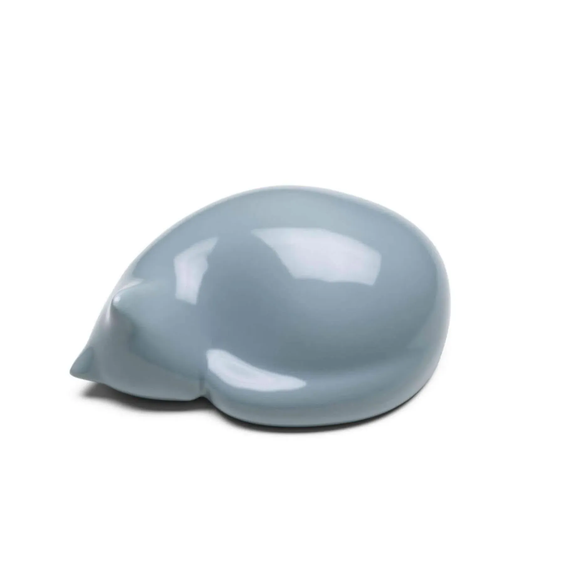 Front Small Resting Cat Figure - Light Blue, Ceramic