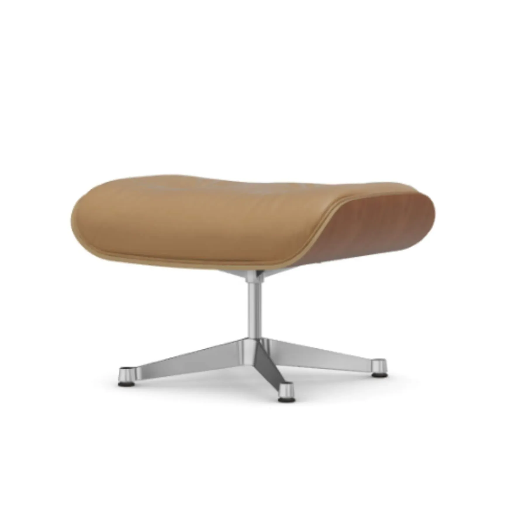 Ottoman with Cherry Base - Caramel, Leather