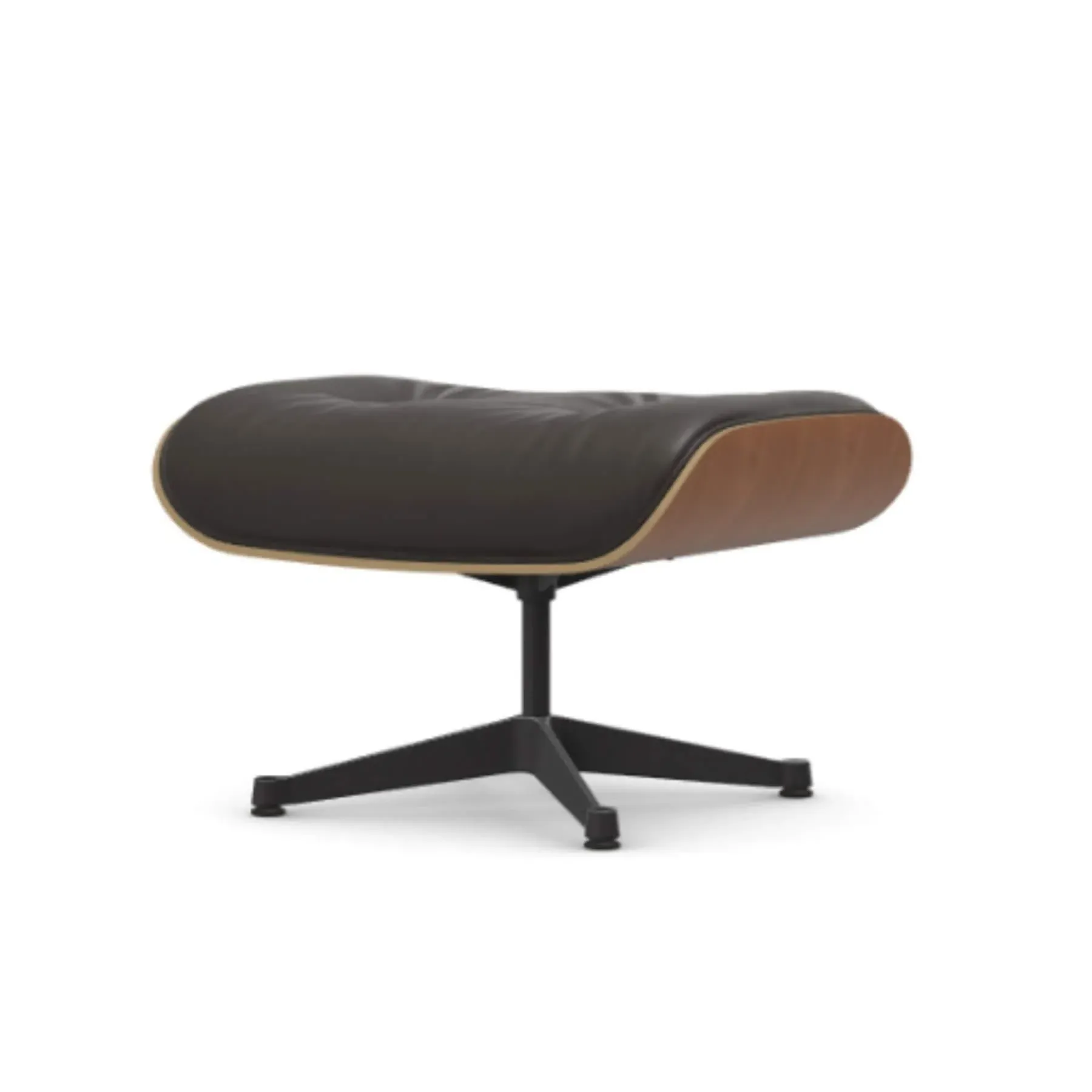 Ottoman with Walnut Base - Caramel, Leather