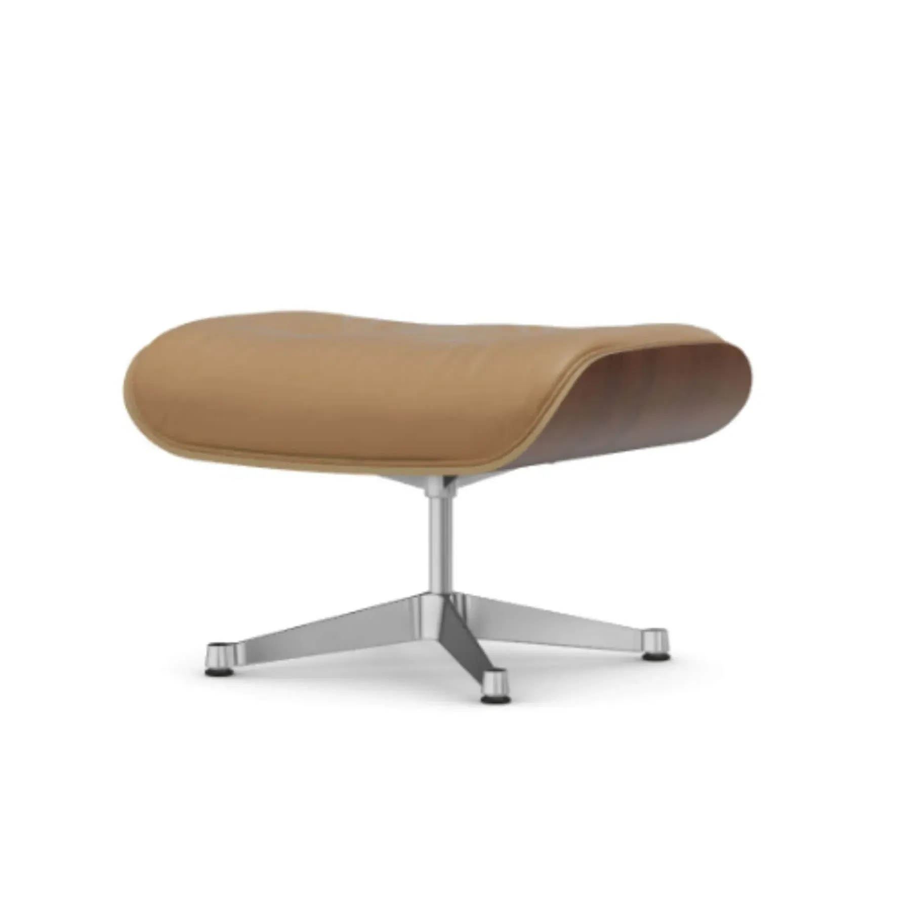 Ottoman with Walnut Base - Caramel, Leather