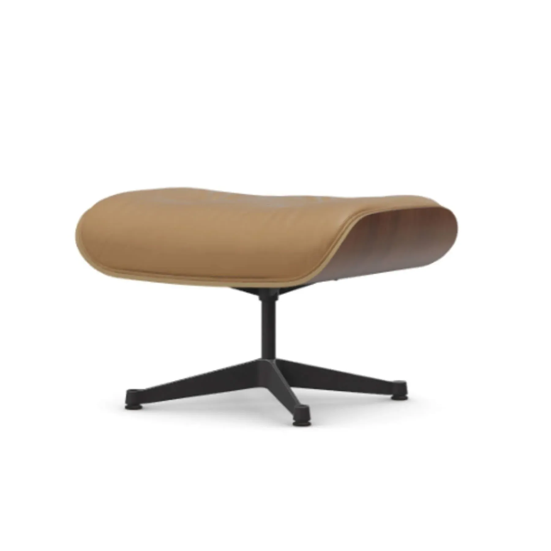 Ottoman with Walnut Base - Caramel, Leather