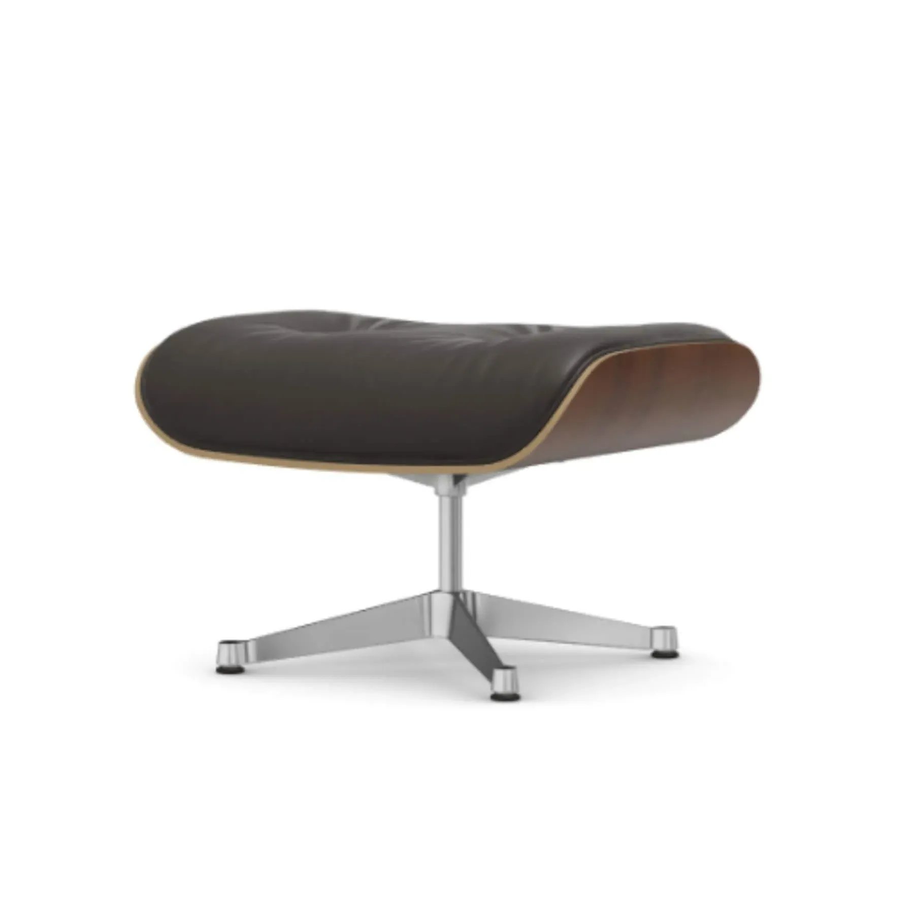 Ottoman with Walnut Base - Chocolate, Leather