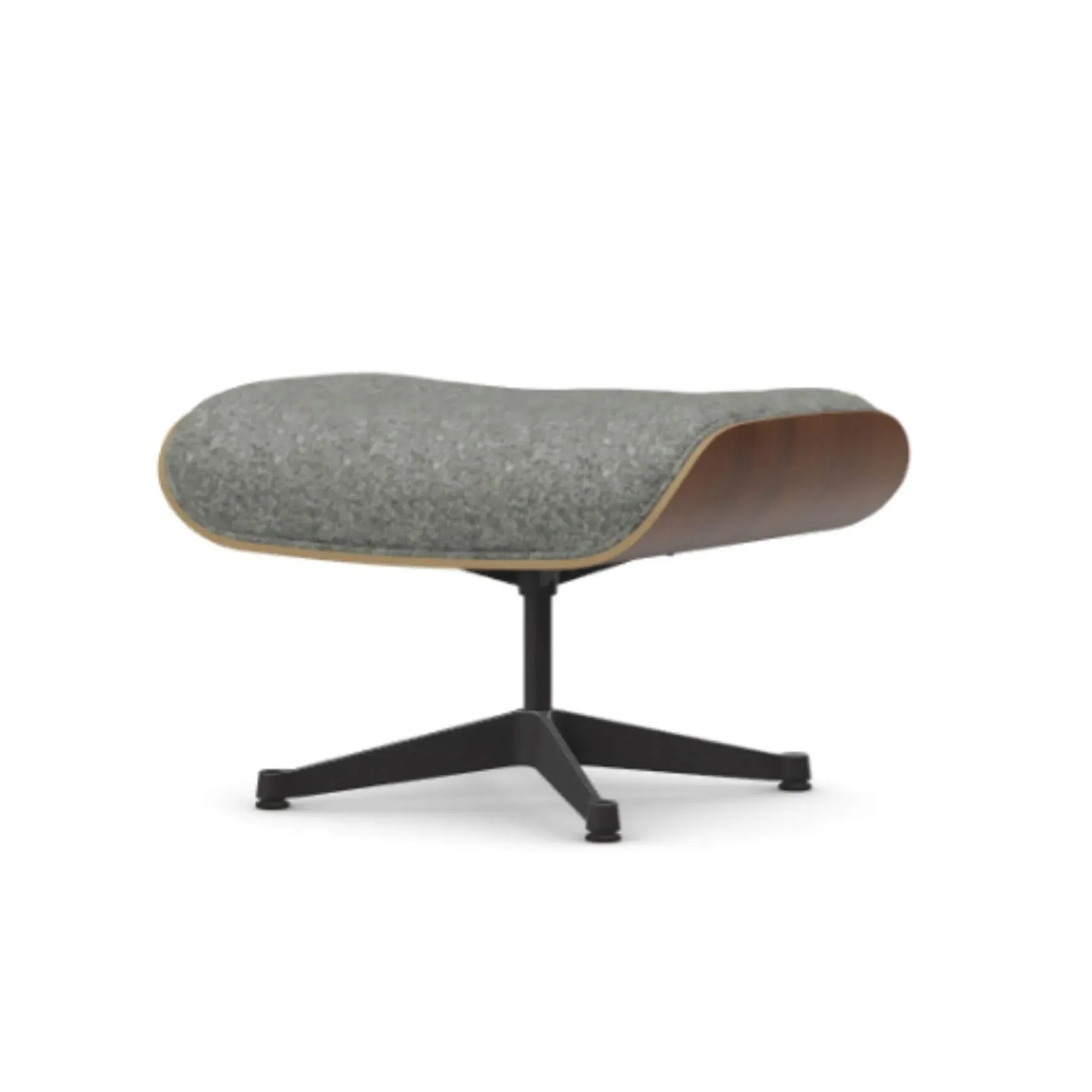 Ottoman with Walnut Base - Salt Pepper, Fabric