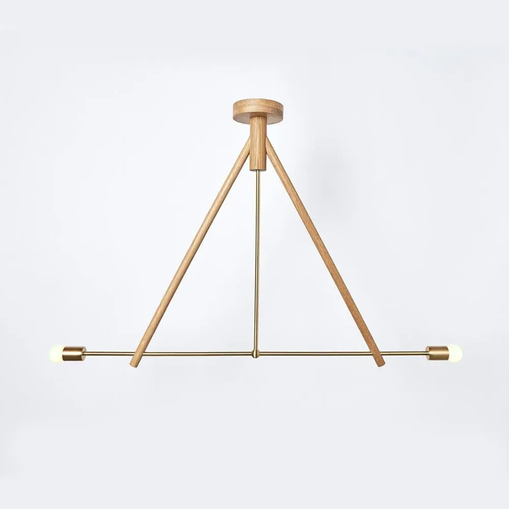 2-Light Chandelier - Oak, Wood image