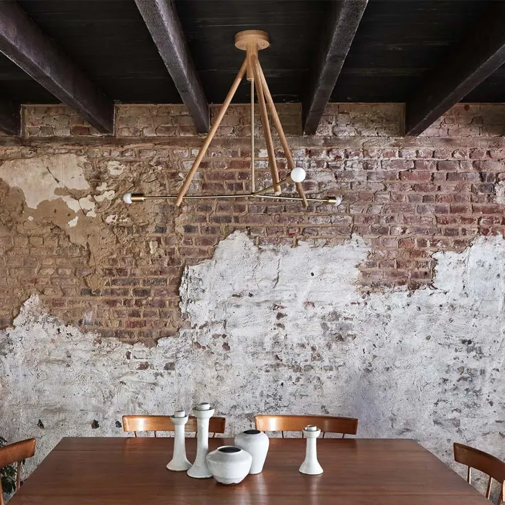 2-Light Chandelier - Oxidised Ash, Wood