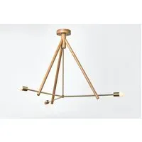 3-Light Chandelier - Oak, Wood