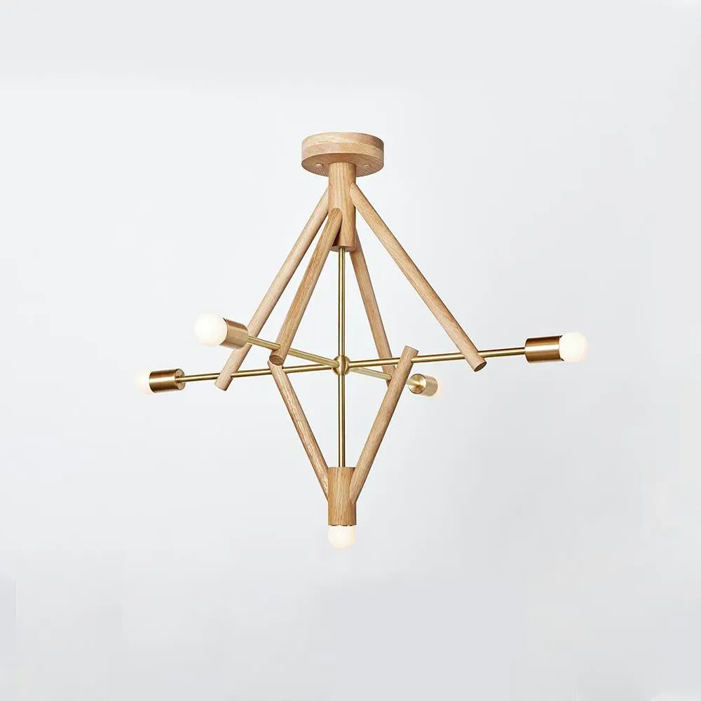 3-Light Chandelier - Oxidised Ash, Wood