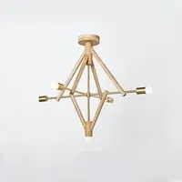 5-Light Chandelier - Oak, Wood