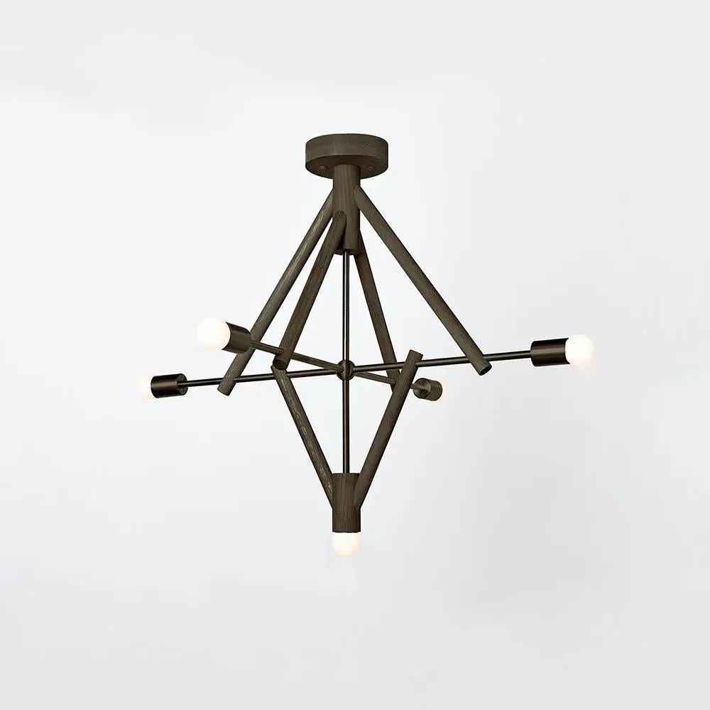 5-Light Chandelier - Oxidised Ash, Wood