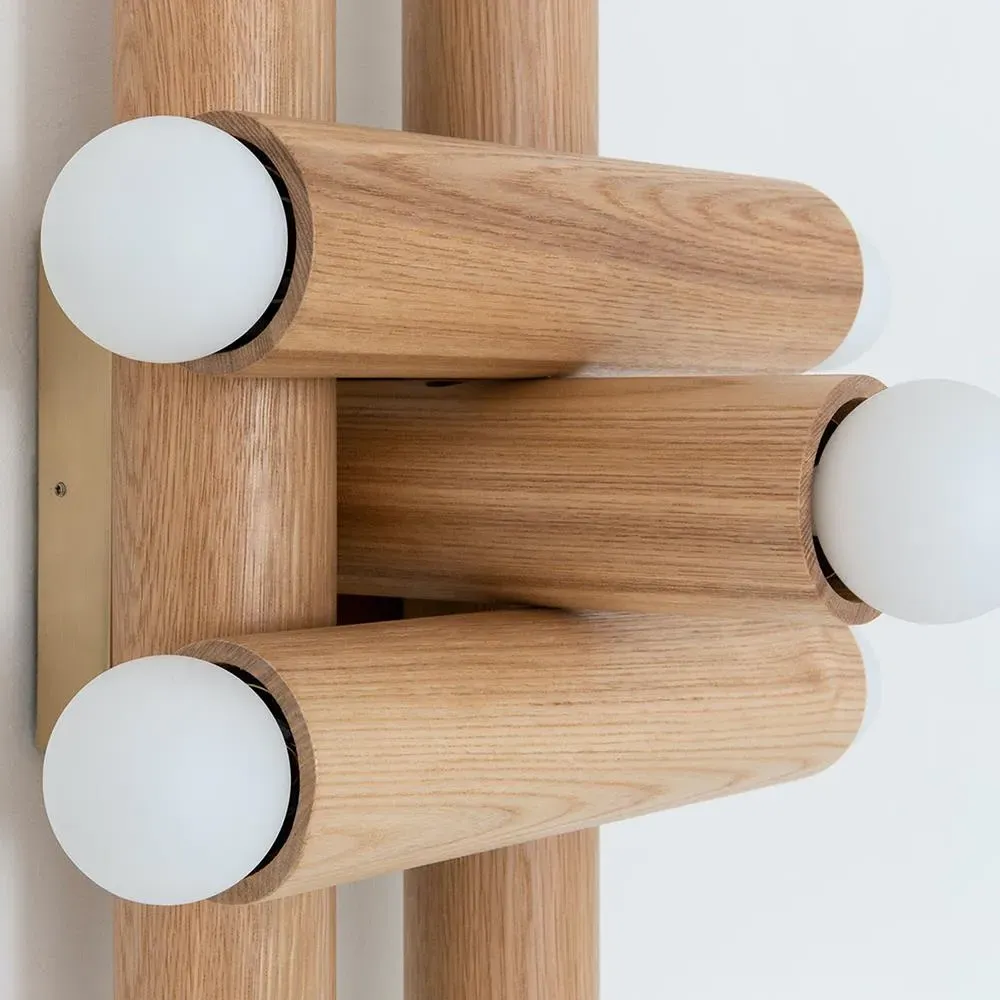 9-Bulb Wall Sconce - Oak, Wood