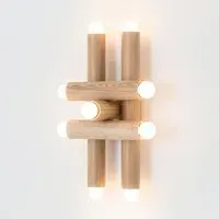 9-Bulb Wall Sconce - Oak, Wood