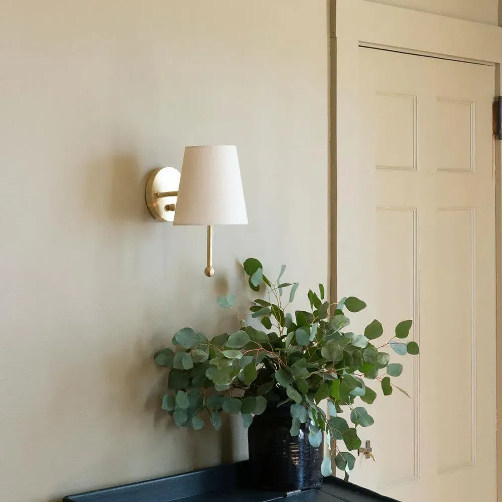 Adjustable Wall Sconce - Brass, Linen Shade
