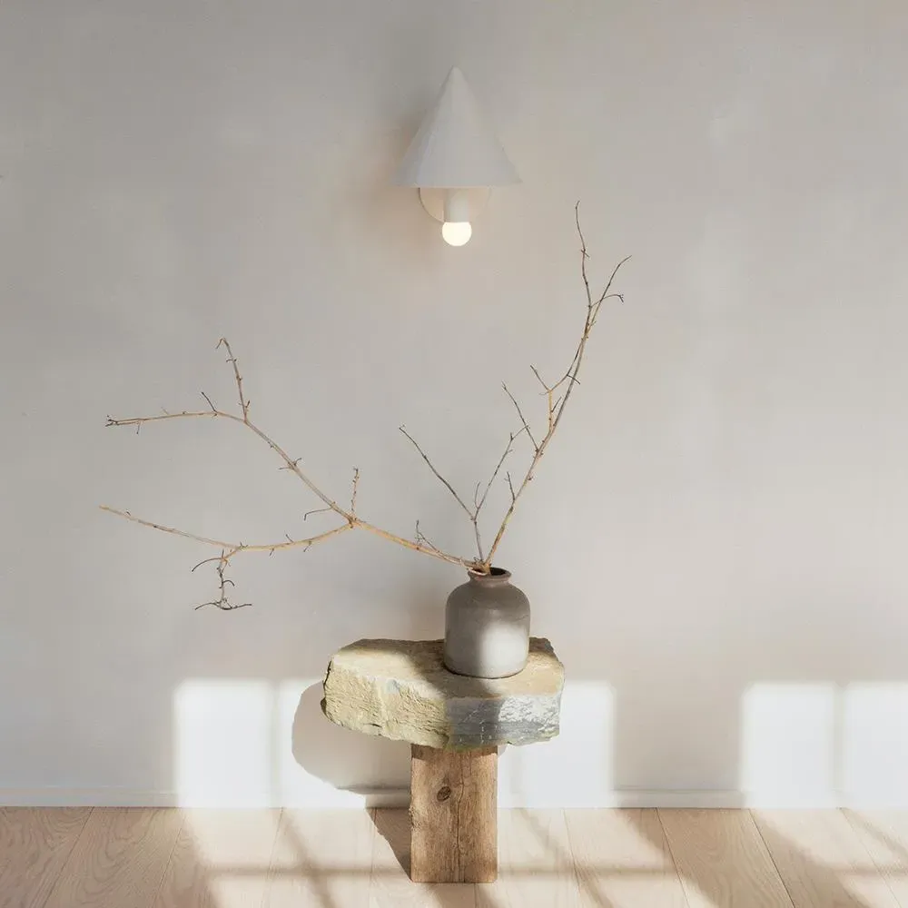 Conical Wall Sconce - White, Enamel