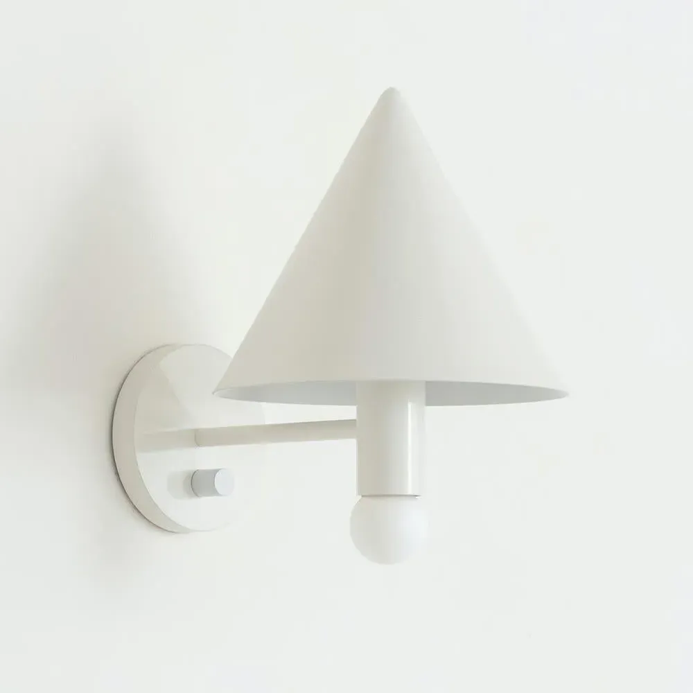 Conical Wall Sconce - White, Enamel