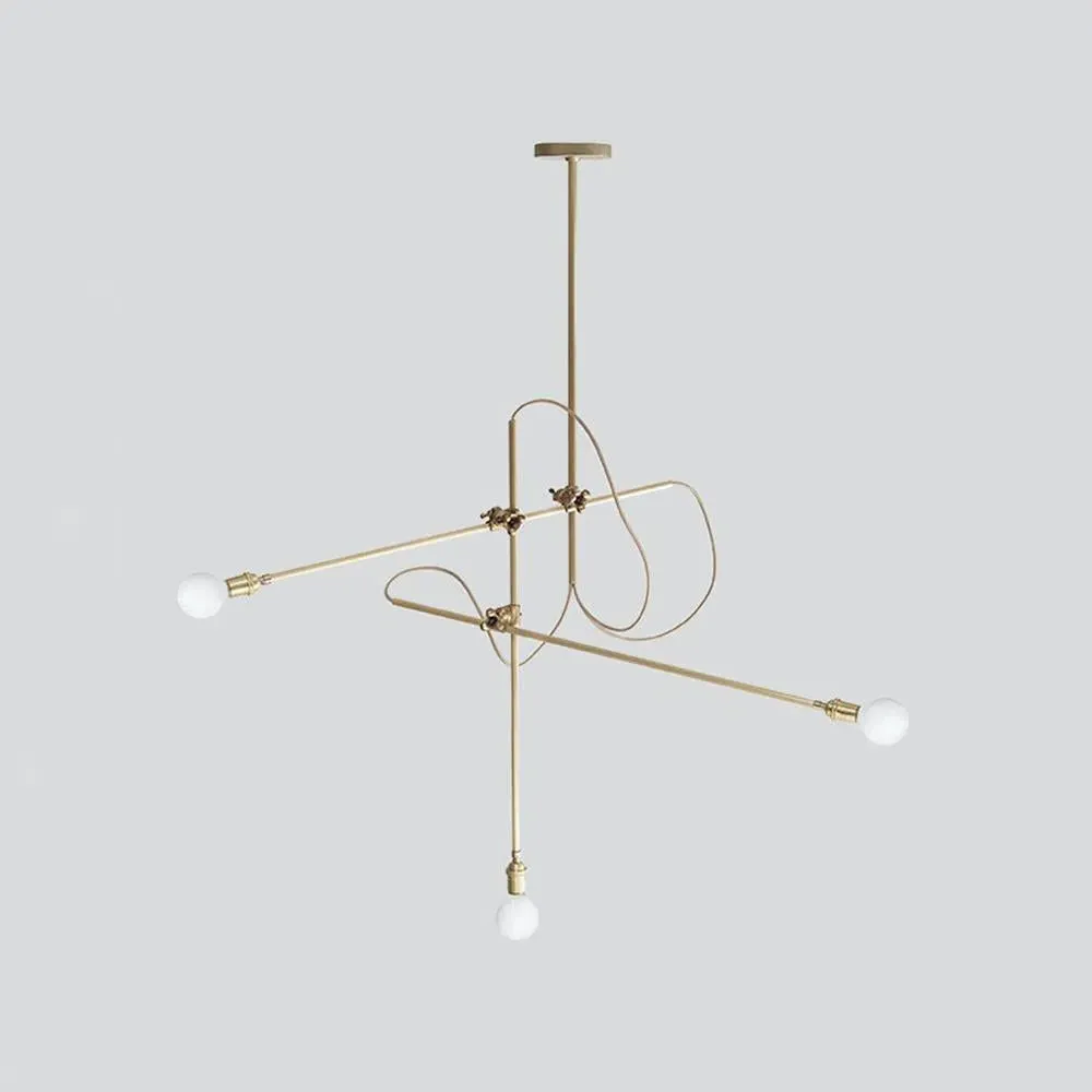 Industrial Chandelier with Adjustable Arms - Brass